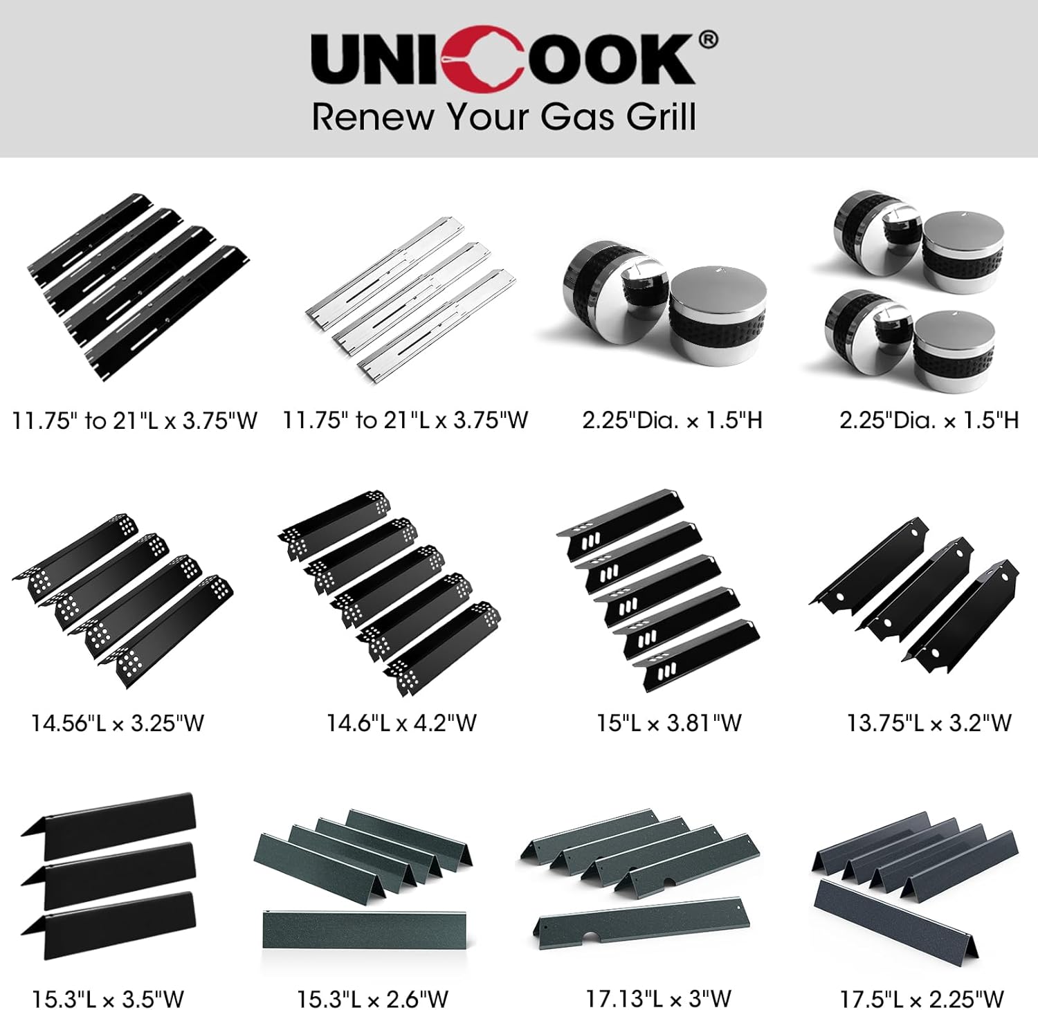 Universal Replacement Heavy Duty Adjustable Porcelain Steel Heat Plate Shield, Heat Tent, Flavorizer Bar, Burner Cover, Flame Tamer for Gas Grill, Extends from 11.75