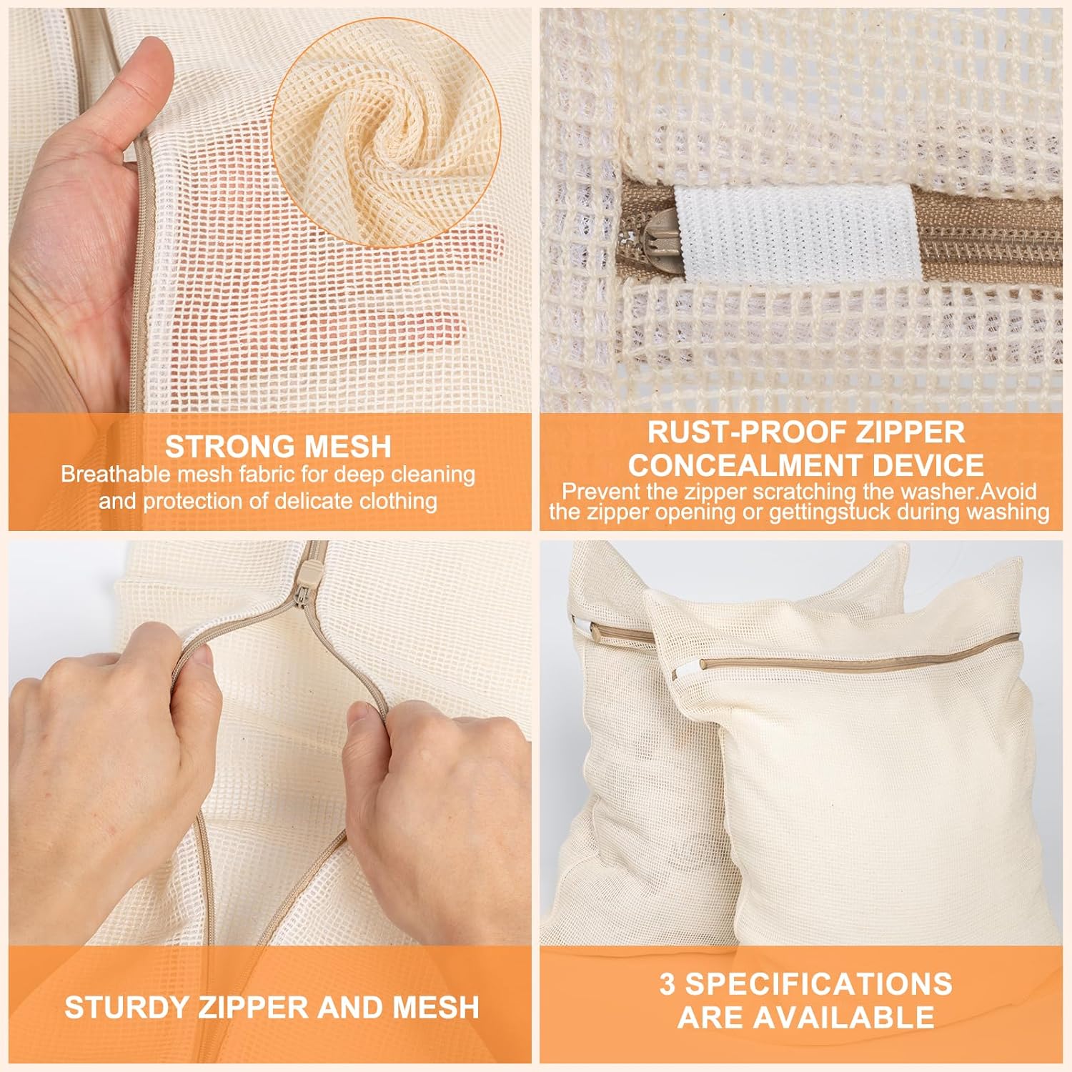 6-Piece Bag, Durable Cotton Mesh Laundry Bag, Sturdy Zipper, Breathable Mesh, Exquisite Laundry Bag for Underwear, Clothes, Pants, Shoes and Socks - Image 5