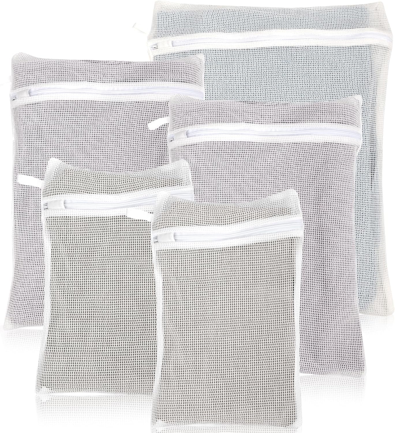 5-Piece Organic Cotton Laundry Bags with Zipper and Hanging Loop, 3 Sizes (S, M, L) Mesh Laundry Bag, Durable Cotton Mesh Laundry Bag for Delicate Underwear and Socks. - Image 1