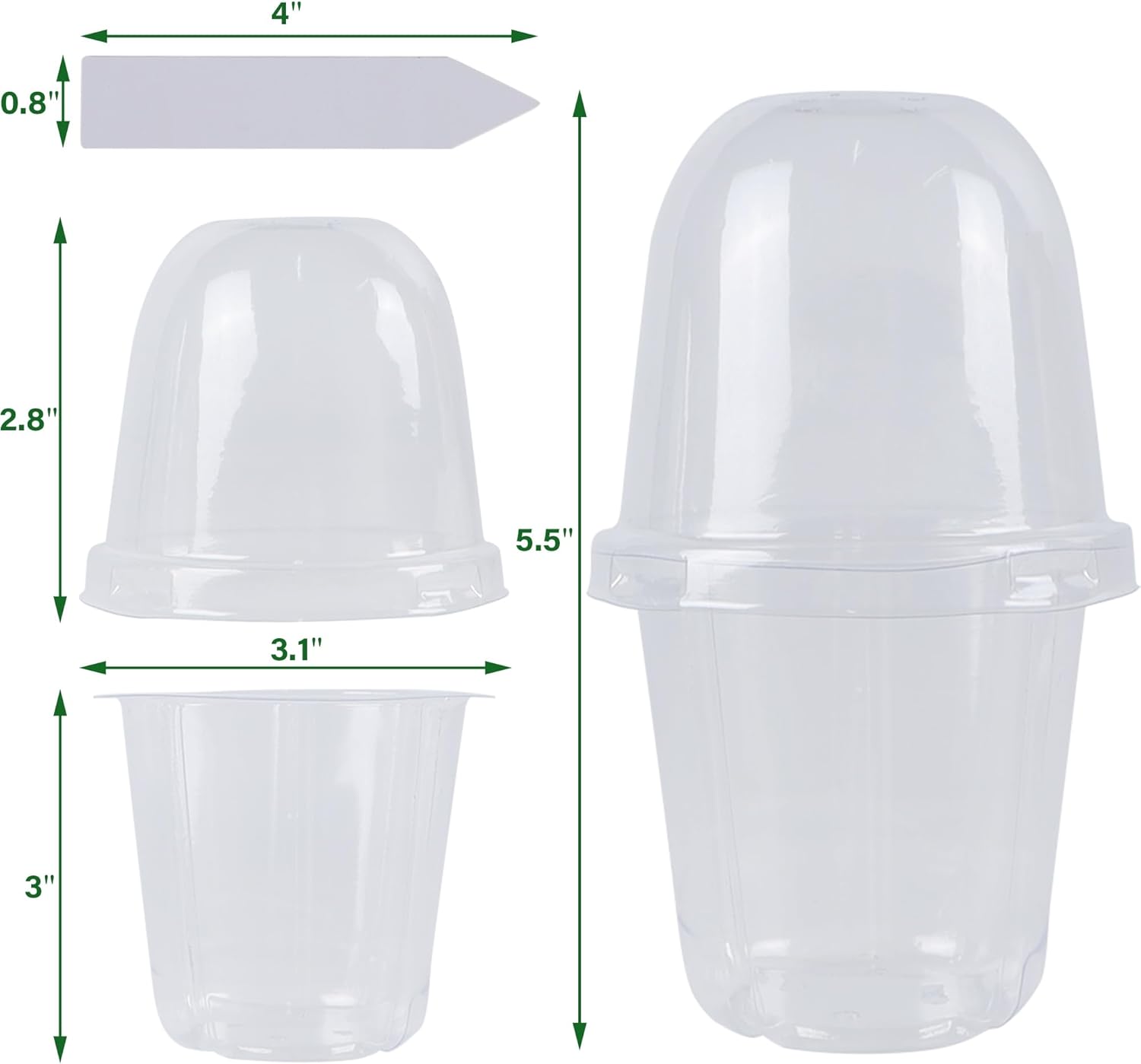 36 Set Nursery Pots with Humidity Dome, Clear Nursery Pots for Plants, Seed Starting Pots with Drainage Holes & Plant Labels for Vegetables Flowers Garden Plants - Image 2