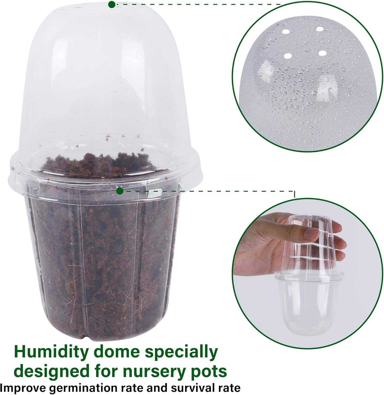 36 Set Nursery Pots with Humidity Dome, Clear Nursery Pots for Plants, Seed Starting Pots with Drainage Holes & Plant Labels for Vegetables Flowers Garden Plants - Image 3
