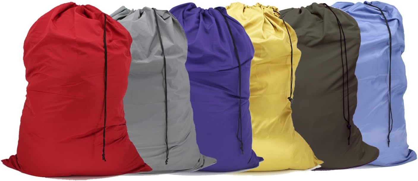 Extra Large Laundry Bag 6 Pack, Varied Colors, Travel Laundry Bags with Drawstring Closure, 30