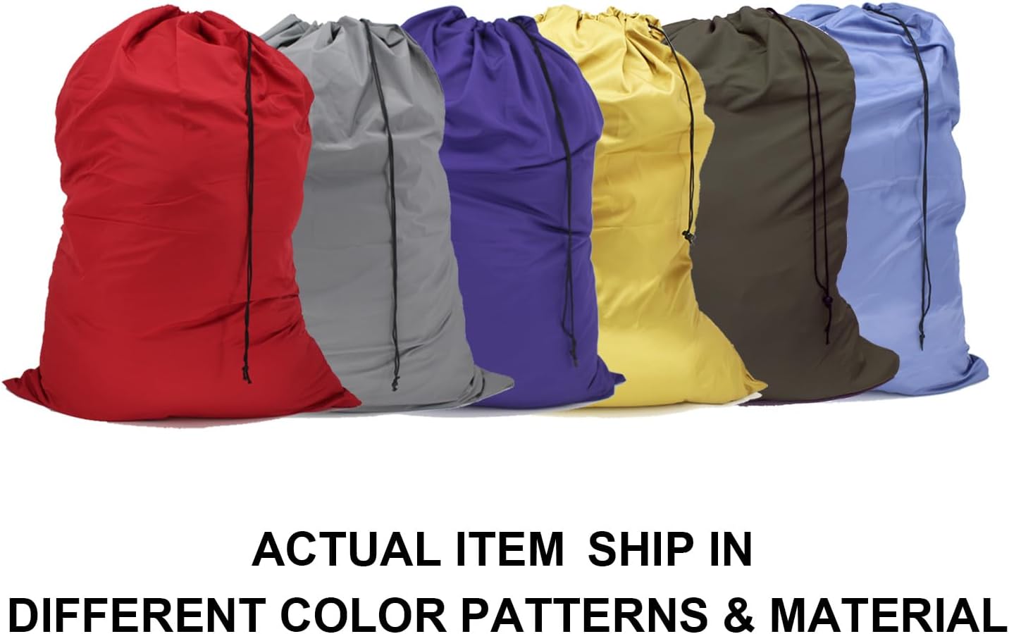 Extra Large Laundry Bag 6 Pack, Varied Colors, Travel Laundry Bags with Drawstring Closure, 30