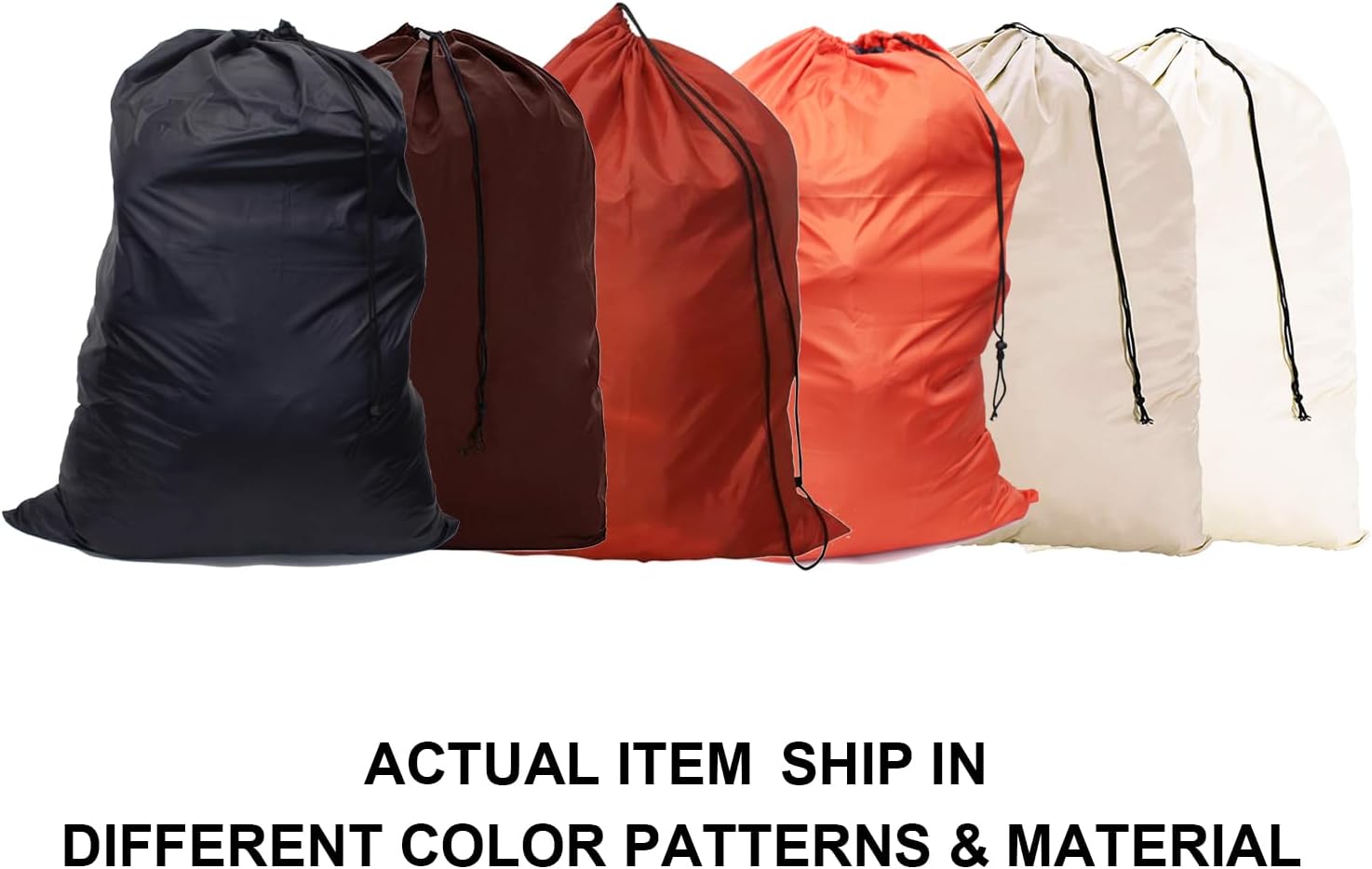 Extra Large Laundry Bag 6 Pack, Varied Colors, Travel Laundry Bags with Drawstring Closure, 30