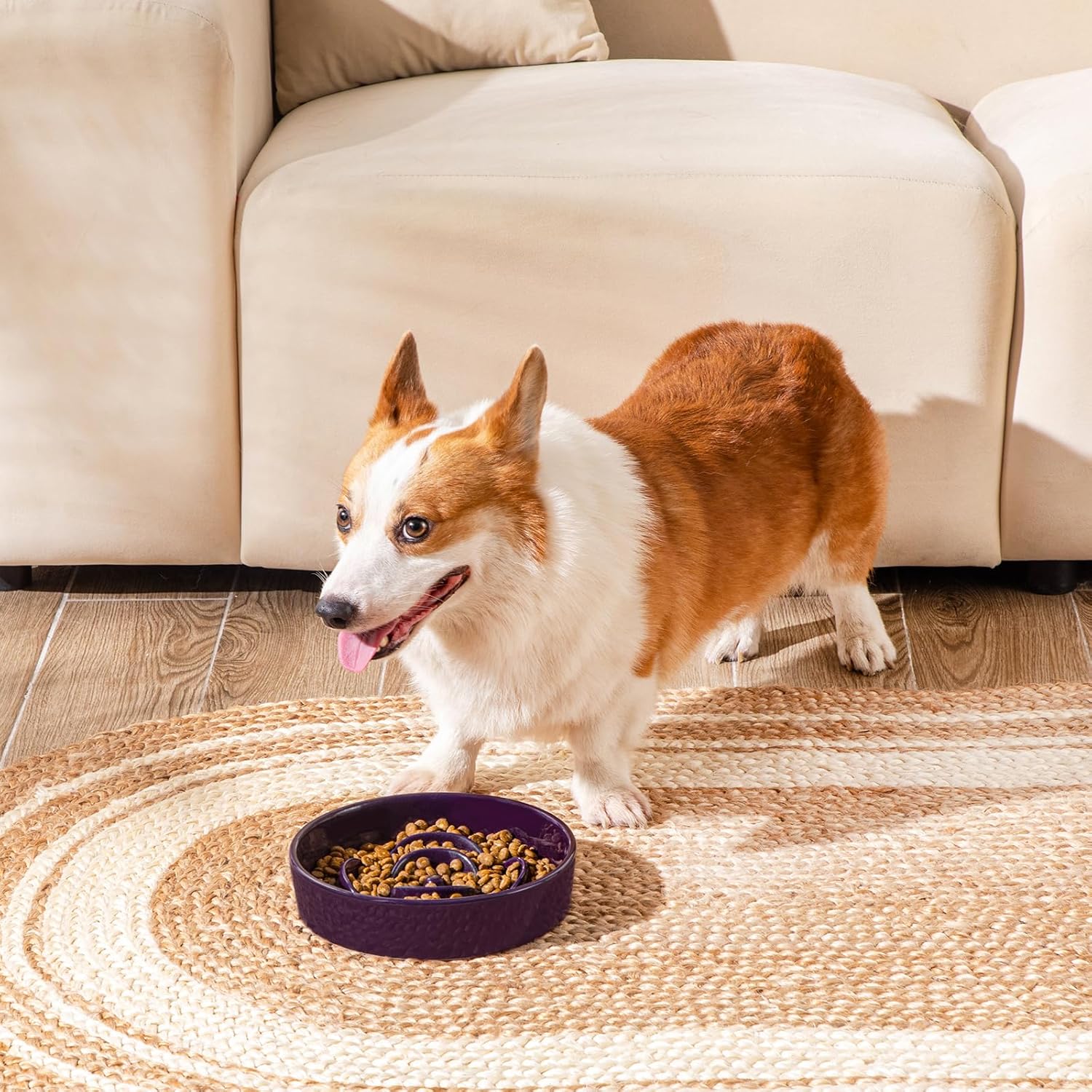 Slow Feeder Dog Bowl, 1.5 Cups Ceramic Slow Feeder for Medium Breed, Puzzle Maze Food Dog Bowl for Fast Eater, Dark Purple - Image 8