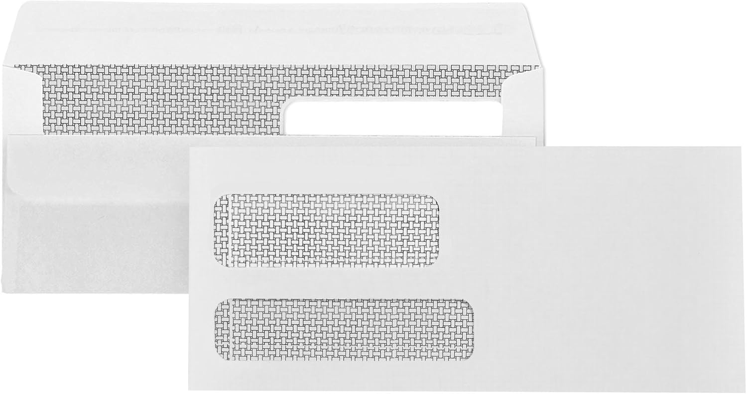 500 No. 9 Flip and Seal Double Window Security Envelopes - Designed for Quickbooks Invoices and Business Statements with Self Seal Flip Press and Seal Flap -Number 9 Size 3 7/8 Inch X 8 7/8 Inch - Image 1