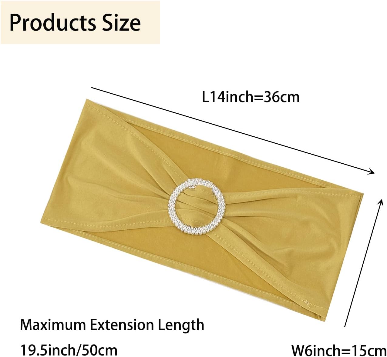 Spandex Chair Sashes Bands 50PCS Stretch Chair Ties Bows with Buckle Slider for Wedding Party Banquet Decoration (Gold)… - Image 3