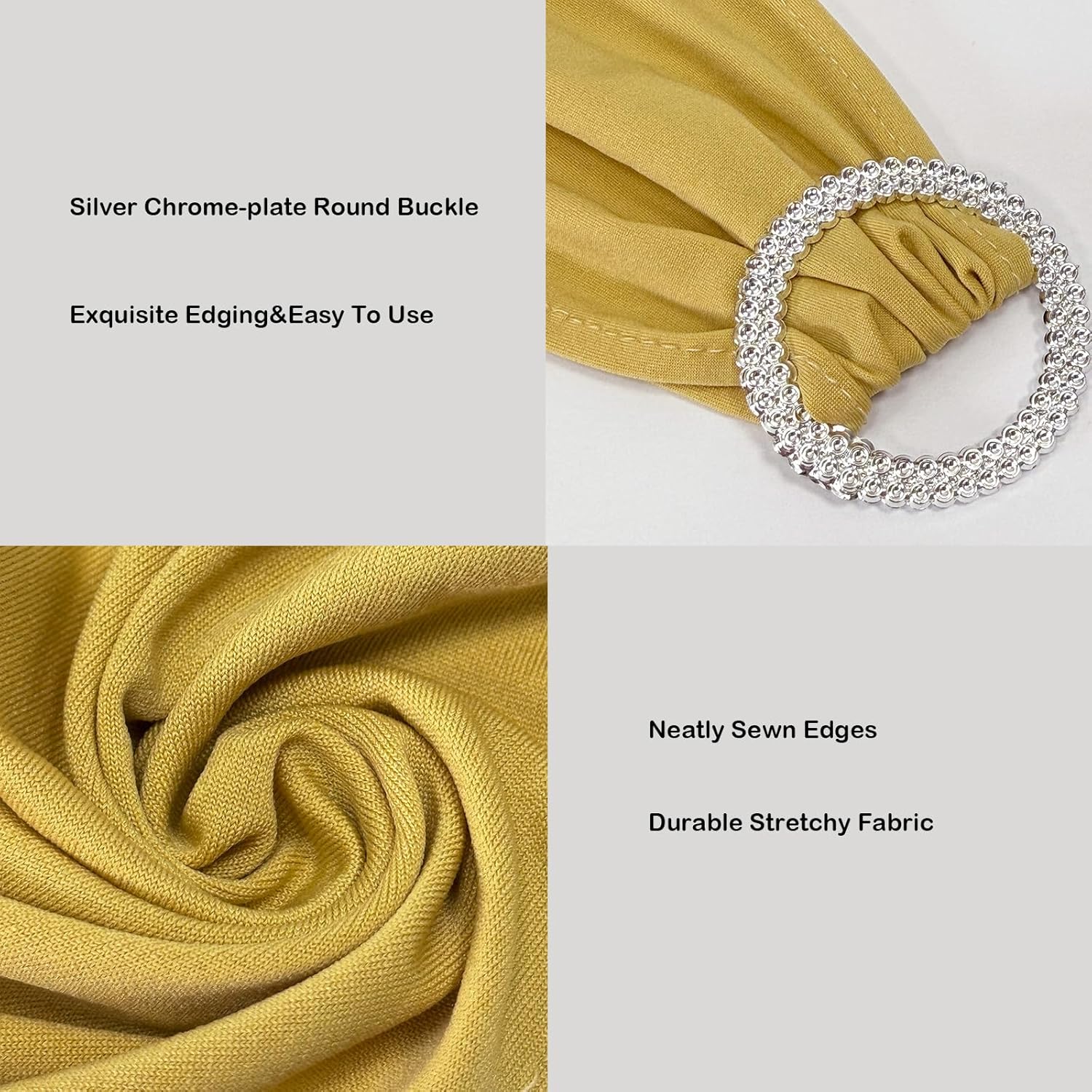 Spandex Chair Sashes Bands 50PCS Stretch Chair Ties Bows with Buckle Slider for Wedding Party Banquet Decoration (Gold)… - Image 5
