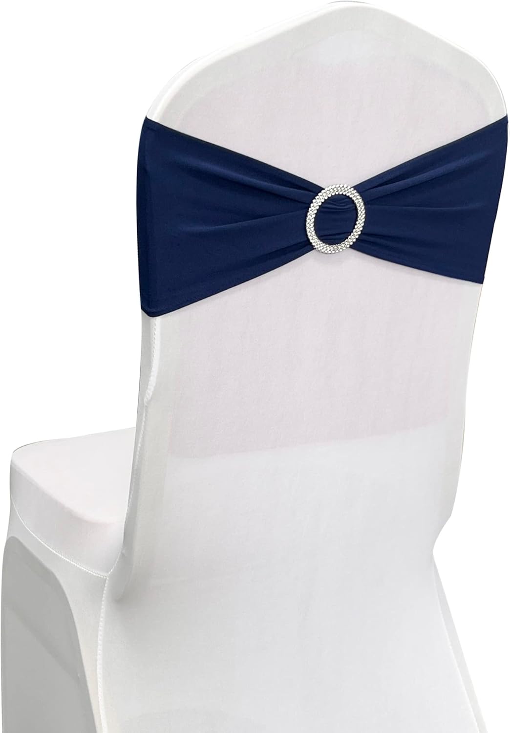 Spandex Chair Sashes Bands 50PCS Stretch Chair Ties Bows with Buckle Slider for Wedding Party Banquet Decoration (Navy Blue)… - Image 3