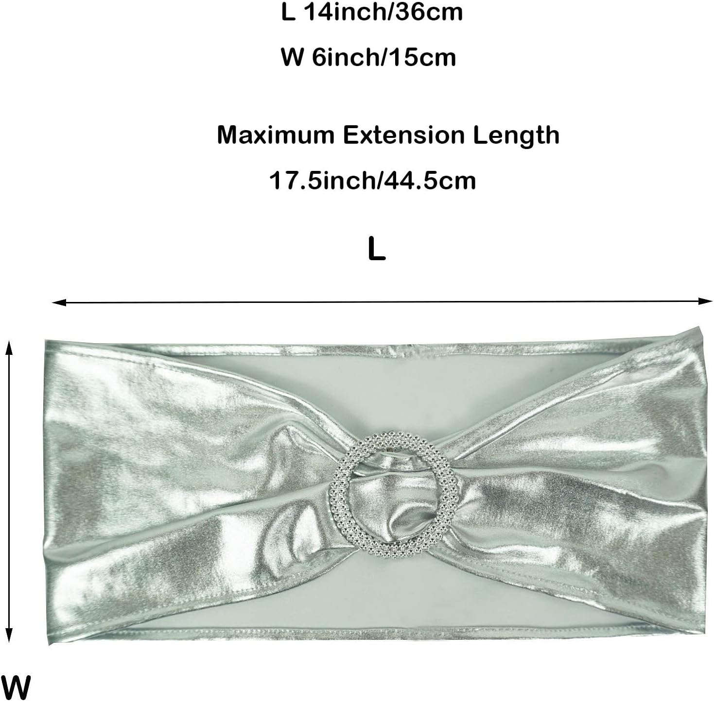 Spandex Chair Sashes Bands 50PCS Stretch Chair Ties Bows with Buckle Slider for Wedding Party Banquet Decoration(Metallic Silver)… - Image 5