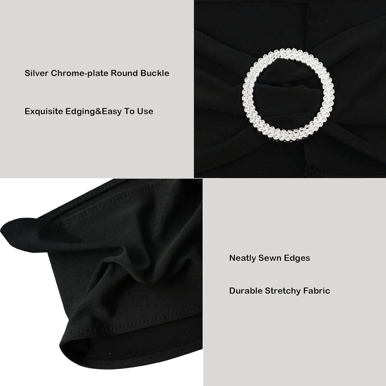 Spandex Chair Sashes Bands 50PCS Stretch Chair Ties Bows with Buckle Slider for Wedding Party Banquet Decoration (Black)… - Image 4