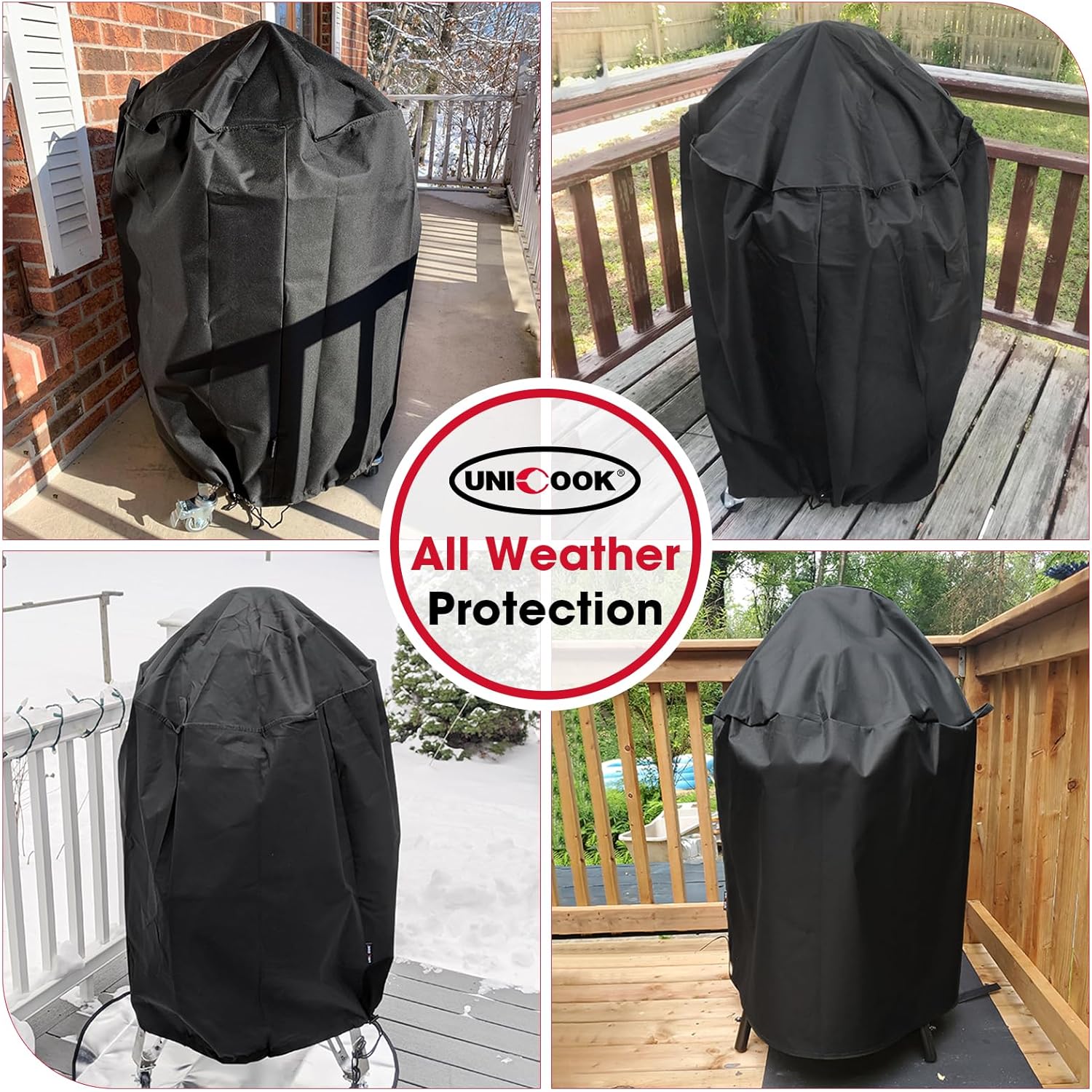 Round Smoker Cover 30 Inch, Heavy Duty Waterproof Charcoal Kettle BBQ Grill Cover, Fade Resistant Barrel Protector, Fits Weber Char-Griller Akorn Kamado and More, 30