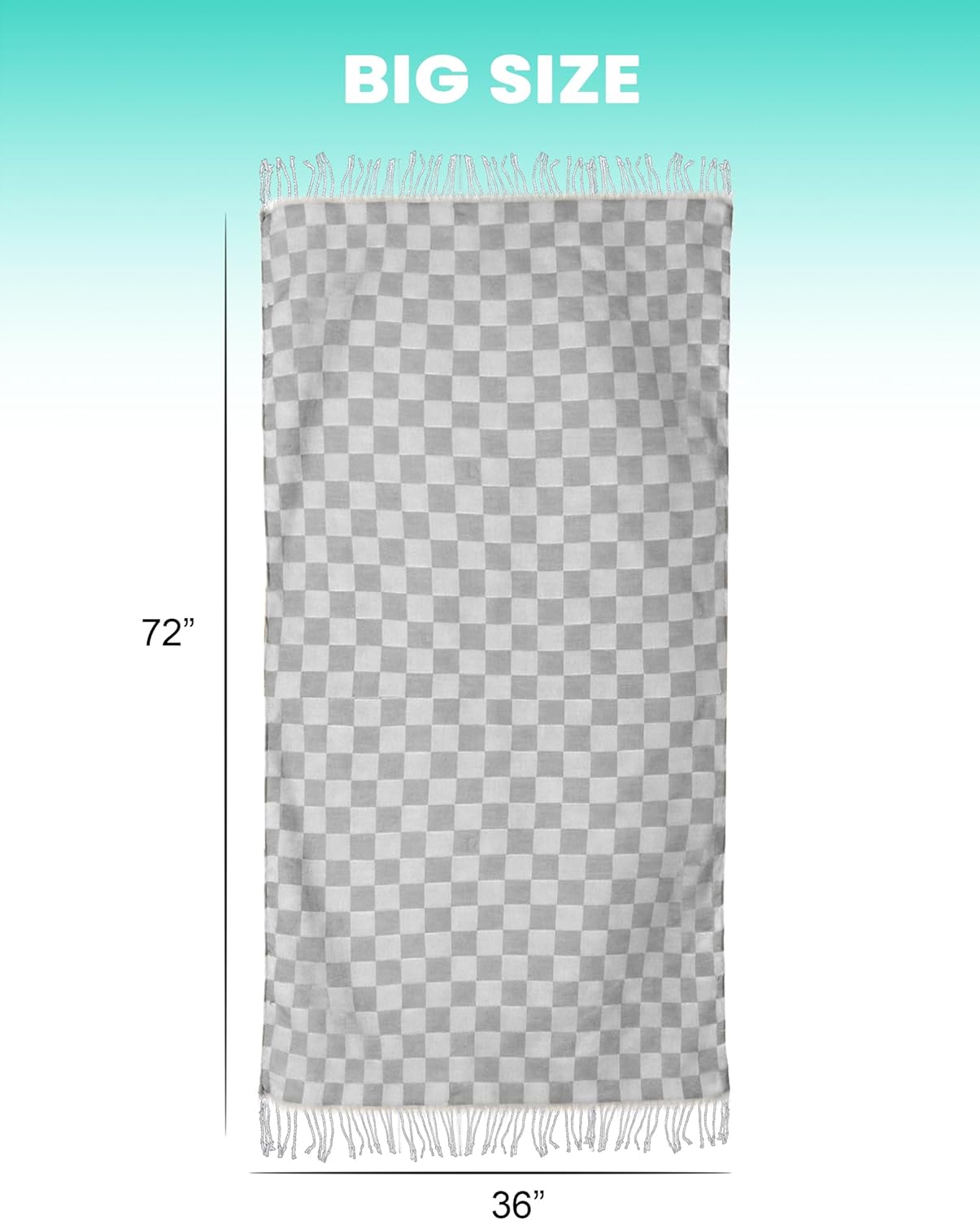 6 Packs Turkish Beach Towel Vacation Essentials Blanket Set Pool Bath Towels Bulk Multipack Travel Sand Free Quick Dry Extra Large Oversized Cute Big Soft Lightweight Compact Checkered Cloud Women - Image 5