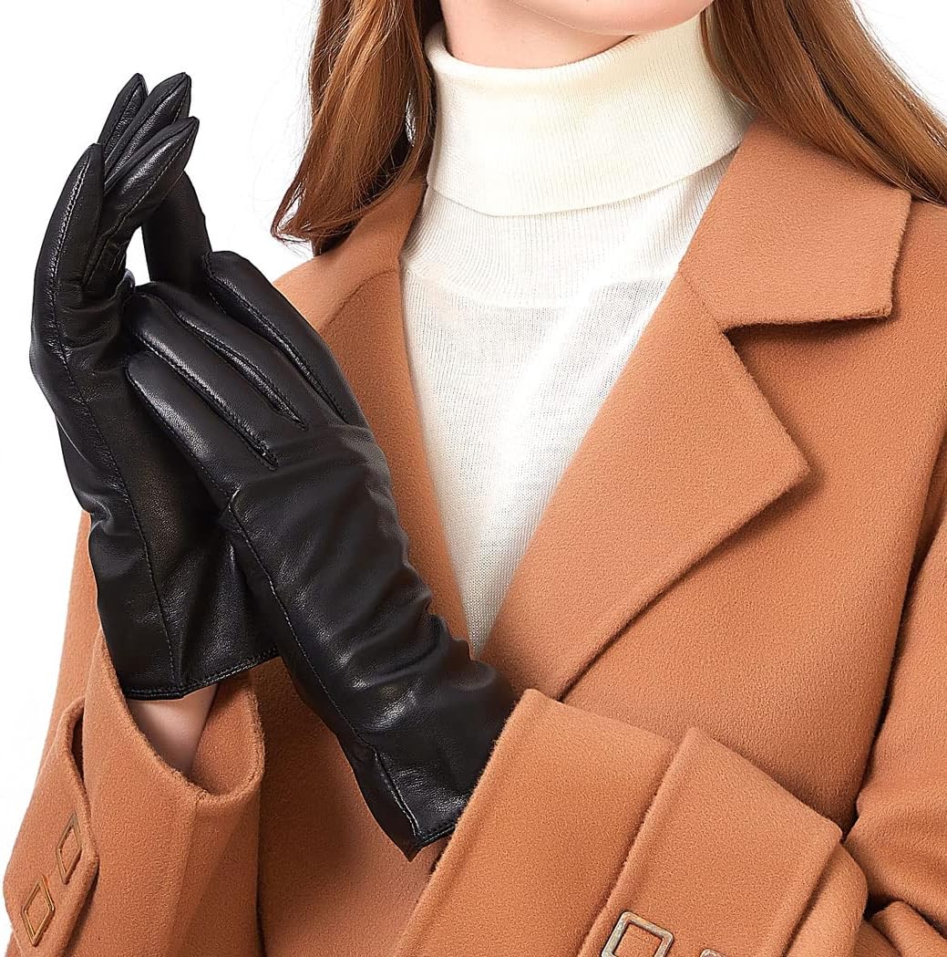 Luxury Italian Soft Leather Gloves for Women - Genuine SheepSkin Leather Women’s Cold Weather Gloves Cashmere Lined - Image 1