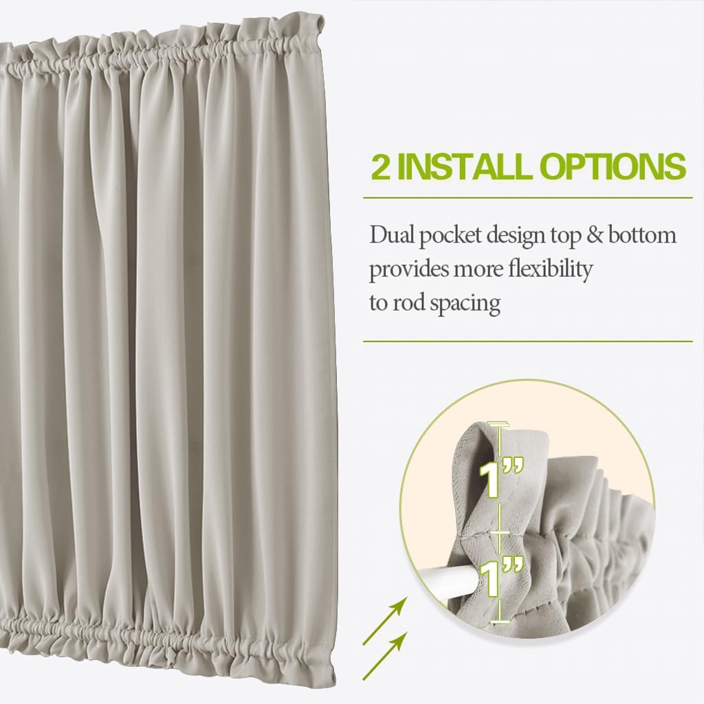 Cream Insulated Door Curtain Spefrowx, Rod Pocket French Curtain Window Treatment for Sliding Door with Adjustable Tieback Elegant Home Decoration, 25 x 72 inches, 1 Panel - Image 2