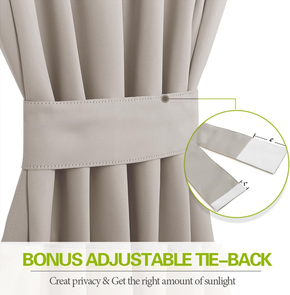 Cream Insulated Door Curtain Spefrowx, Rod Pocket French Curtain Window Treatment for Sliding Door with Adjustable Tieback Elegant Home Decoration, 25 x 72 inches, 1 Panel - Image 3