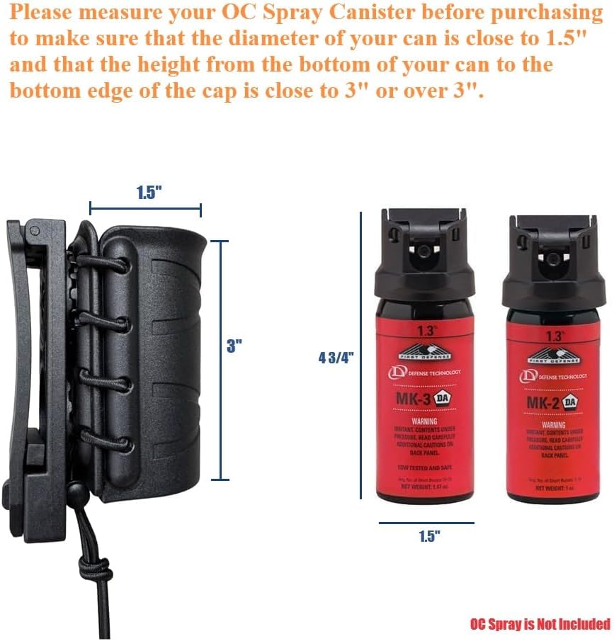 Open Top OC/Mace Spray Holster for Duty Belt/Vest Quick Release Pepper Spray Case MK3/MK4 Canister Holder Polymer Carrier Sheath for Law Enforcement Police Security Prison/Corrections Officer - Image 2