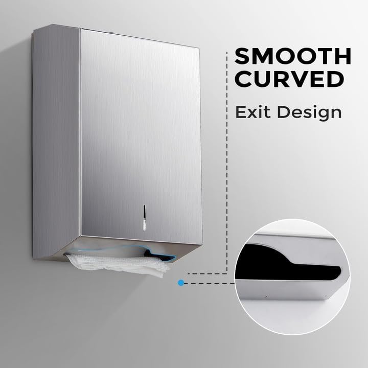 Paper Towel Dispenser Wall Mount - Multifold Trifold Paper Towel Dispensers, Large Capacity Stainless Steel Tissue Holder, Suitable for Bathrooms and Public Places - Image 2