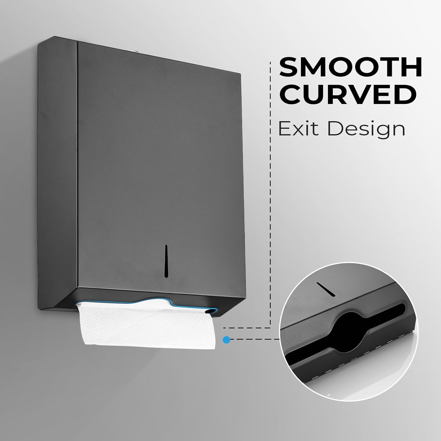Paper Towel Dispenser Wall Mount - Multifold Trifold Paper Towel Dispensers, Large Capacity Stainless Steel Tissue Holder, Suitable for Bathrooms and Public Places Black - Image 2