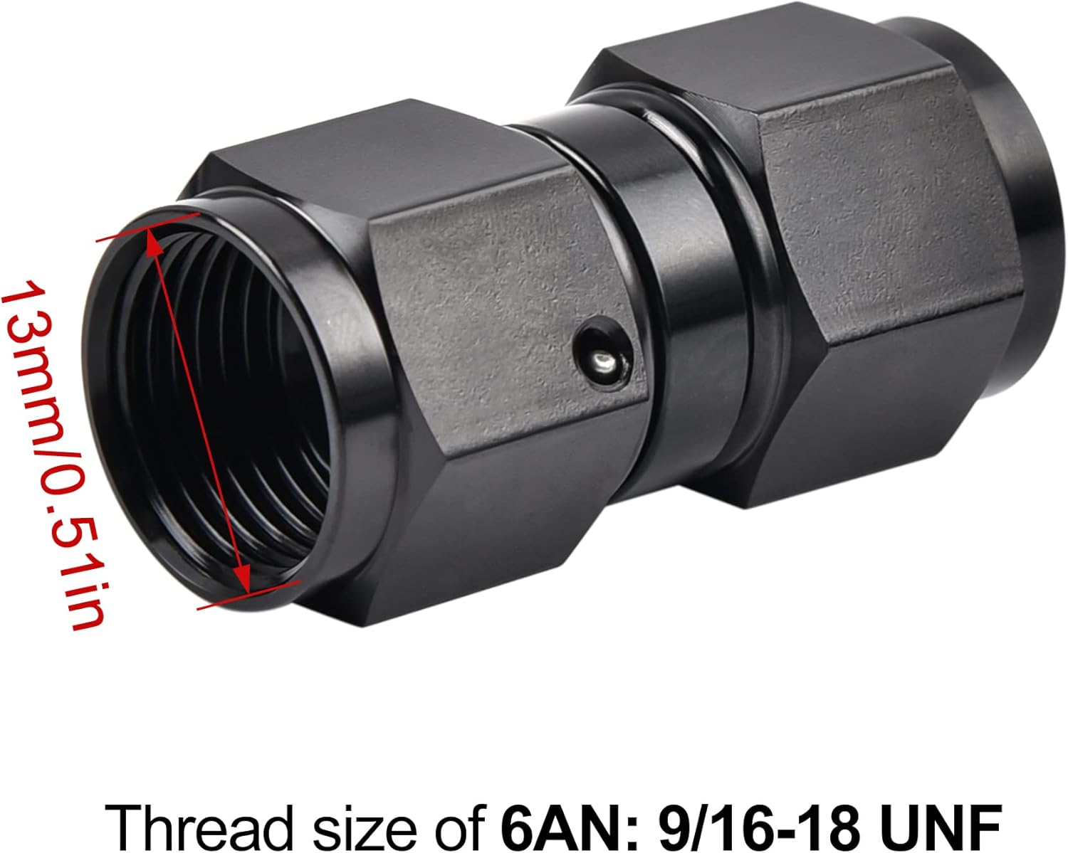 6AN Female to 6AN Female Straight Swivel Coupler Union Fitting Adapter Aluminum Black 2PCS - Image 3