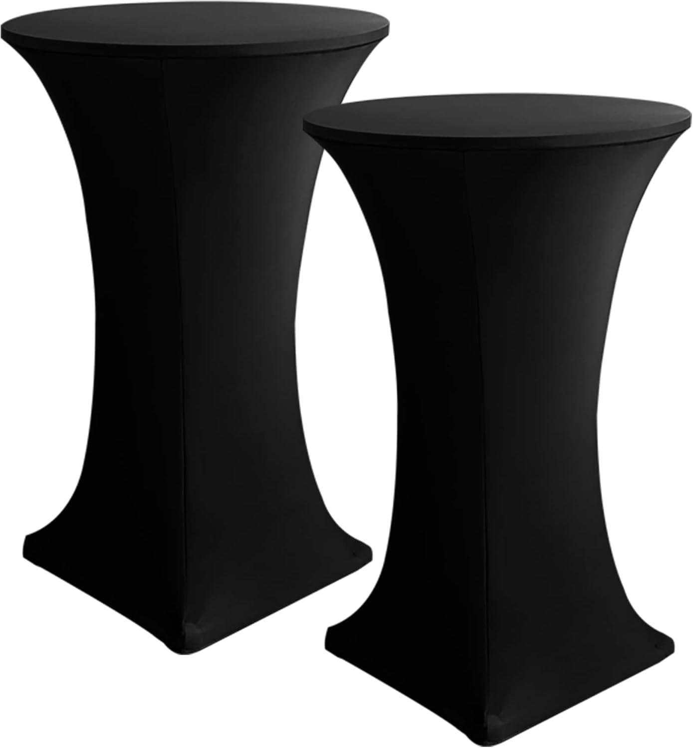 Cocktail Table Covers, 2 Pack - Fitted Stretch Spandex Square Corners Cocktail Tablecloths,High Top Table Cloths (Black, Fit for 30
