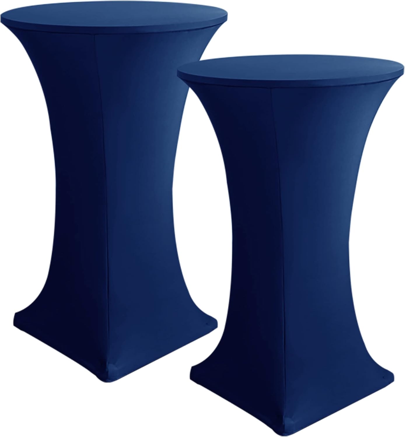 Cocktail Table Covers, 2 Pack - Fitted Stretch Spandex Square Corners Cocktail Tablecloths (Navy, Fit for 30
