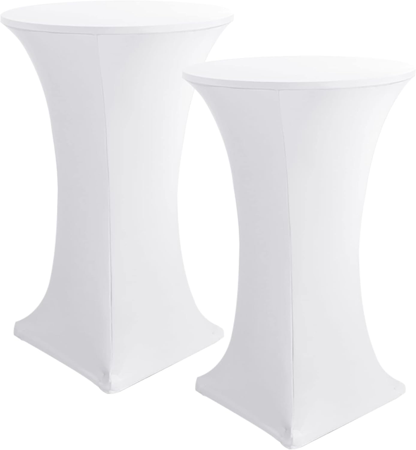 Cocktail Table Covers, 2 Pack - Fitted Stretch Spandex High Top Cocktail Tablecloths with Elastic Corners (White, Fit for 30