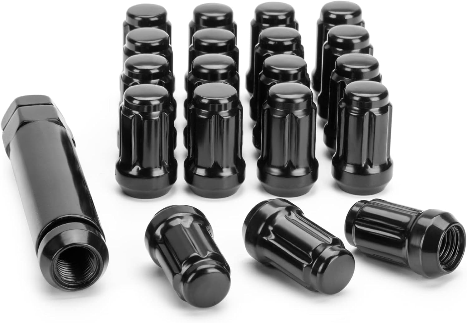M12x1.5 Lug Nuts, 16pcs 6 Spline LugNut with Socket for Polaris RZR, ATV 12x1.5 Black Wheel LugNuts for Ranger XP 900/1000 Can Am X3 Honda Pioneer 1000 General RZR Turbo/Turbo S on UTV's Wheels - Image 1