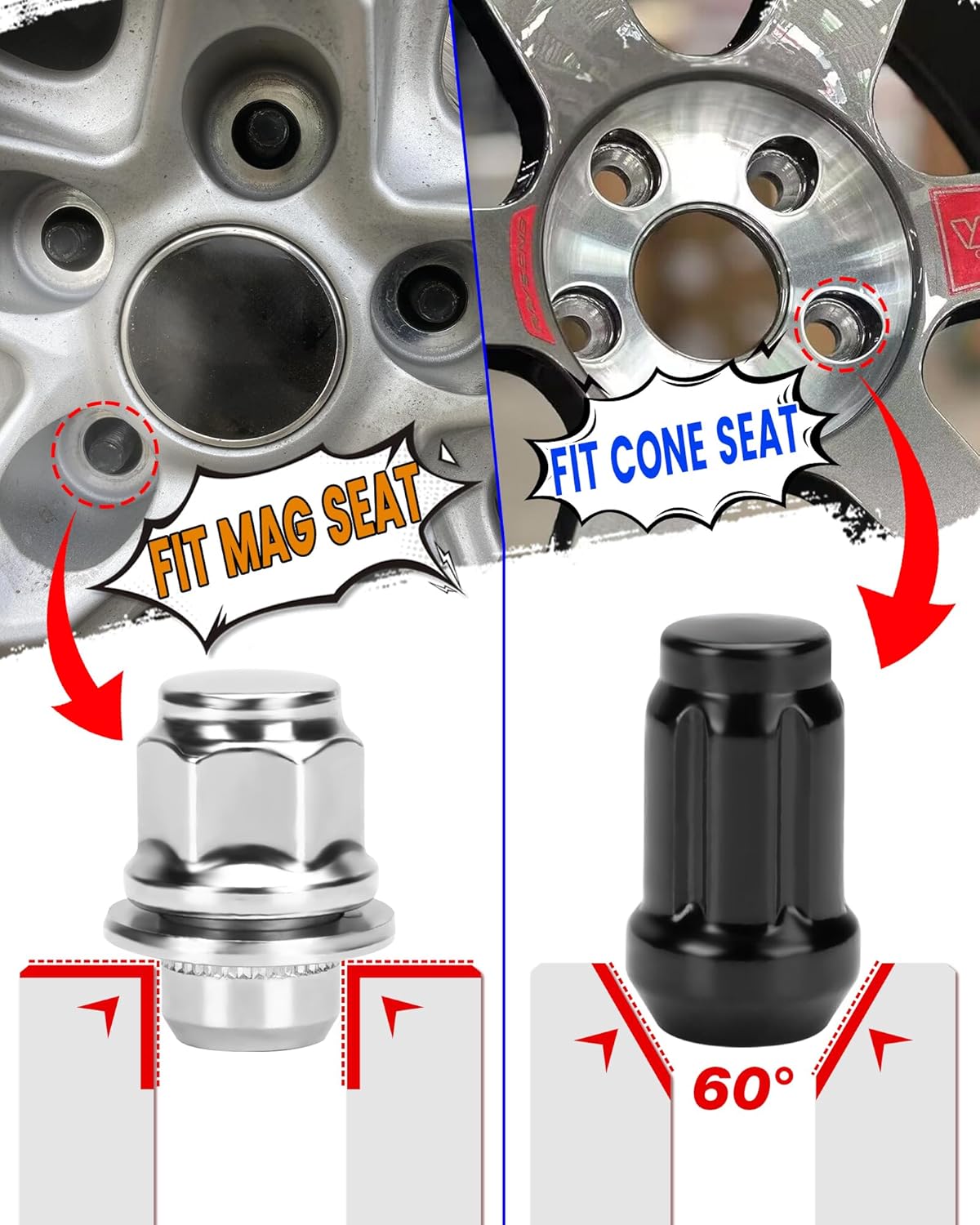 M12x1.5 Lug Nuts, 16pcs 6 Spline LugNut with Socket for Polaris RZR, ATV 12x1.5 Black Wheel LugNuts for Ranger XP 900/1000 Can Am X3 Honda Pioneer 1000 General RZR Turbo/Turbo S on UTV's Wheels - Image 4