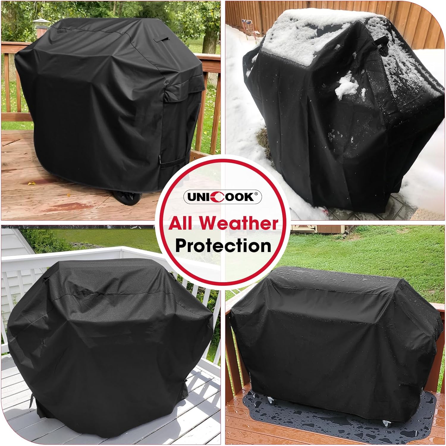 Outdoor Large Grill Cover 70 Inch, Heavy Duty Waterproof Gas Grill Cover for Outside, Fade Resistant Durable BBQ Protector, All Weather Protection for Backyard BBQs, Black - Image 6
