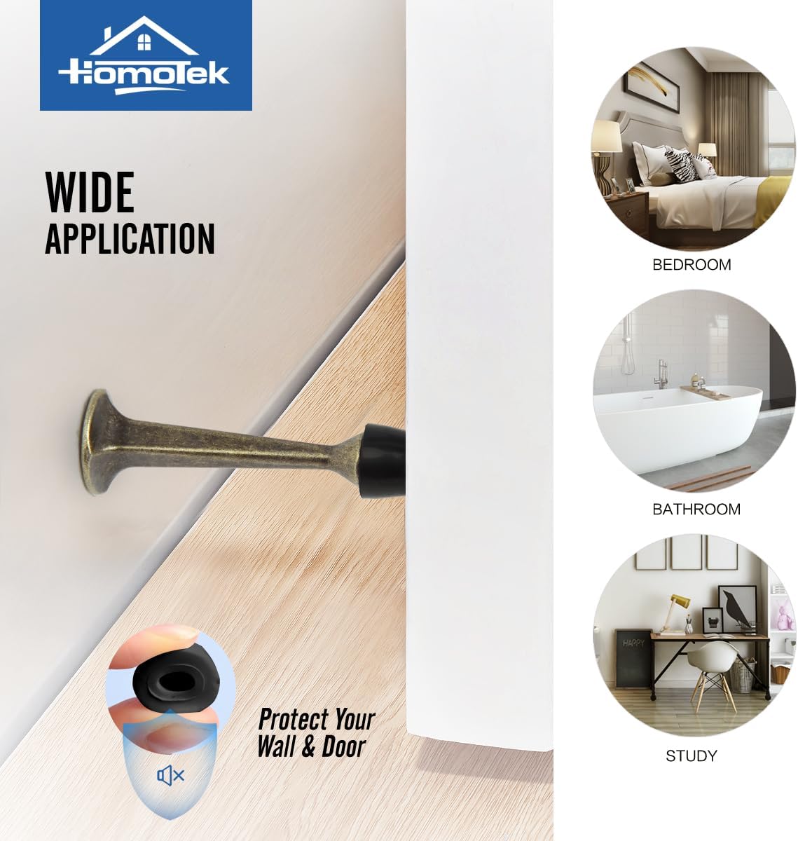 12 Pack Heavy Duty Solid Rigid Door Stop with Soft Rubber Tip, Zinc Die Cast Door Stopper Protect Wall & Door,Antique Brass - Image 6