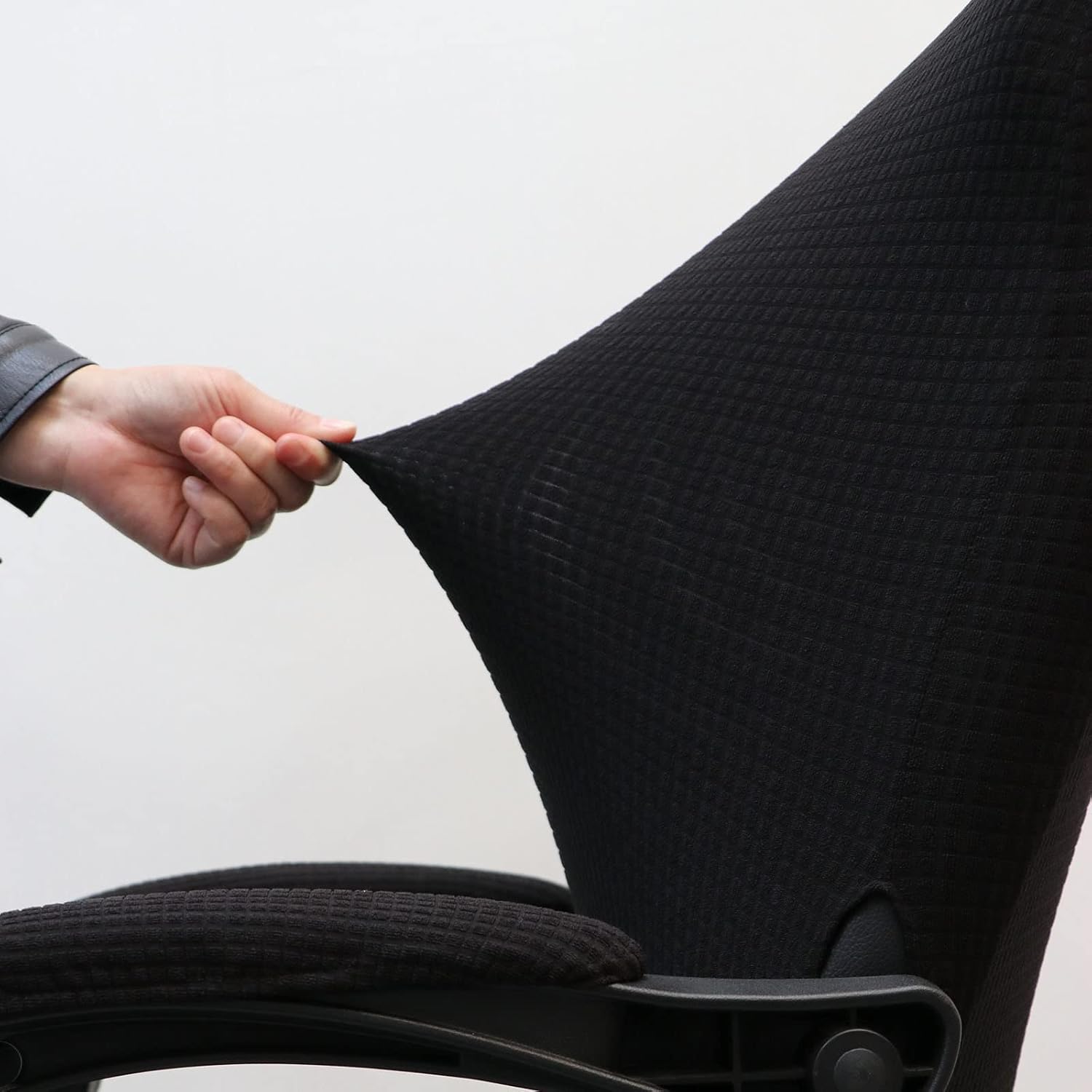 Office Chair Cover with Armrest Covers， Universal Stretch Desk Chair Cover, Computer Chair Slipcovers (Size: L) - Black - Image 4