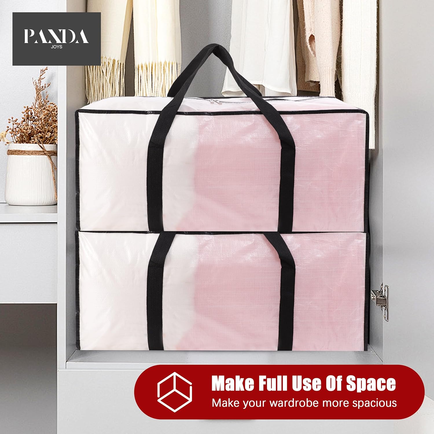 Extra Large Moving Bags with Zippers & Carrying Handles, Heavy-Duty Storage Tote for Space Saving Moving Storage, Fold Flat, Alternative to Box and Bin - 8 Pack, Semi-Transparent - Image 7