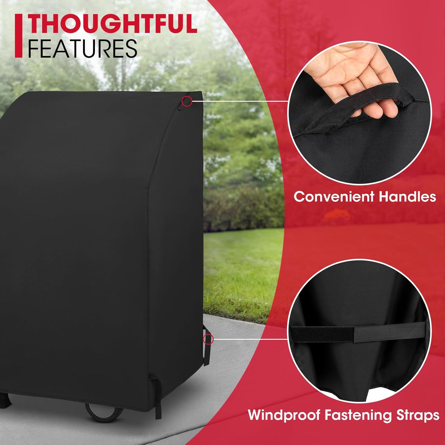 32 Inch Small Grill Cover, Heavy Duty Waterproof 2 Burner Gas BBQ Cover, Compatible with Weber Char-Broil Nexgrill KitchenAid Grills with Both Side Tables Down, All Weather Protection - Image 4