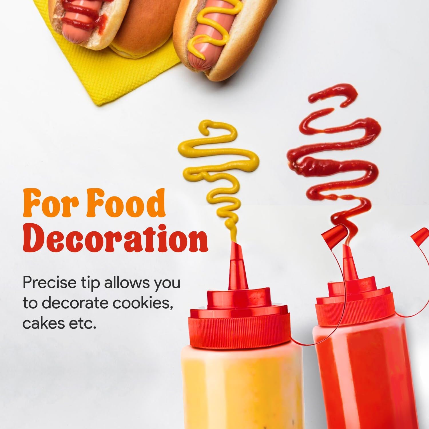 24 oz Large Condiment Squeeze Bottles for Sauces - Leak Proof - 4 Pack (XL) - Image 5