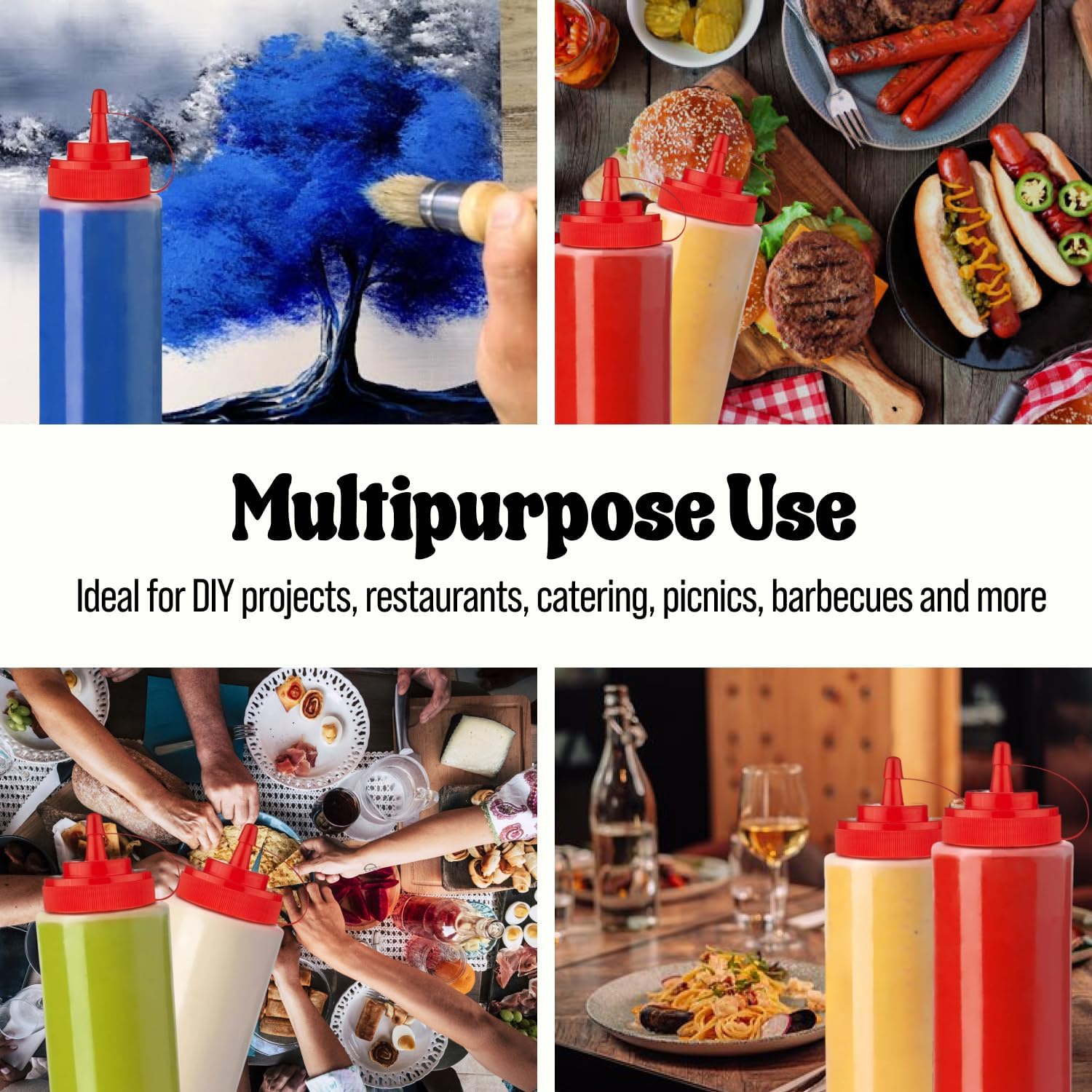 24 oz Large Condiment Squeeze Bottles for Sauces - Leak Proof - 4 Pack (XL) - Image 7