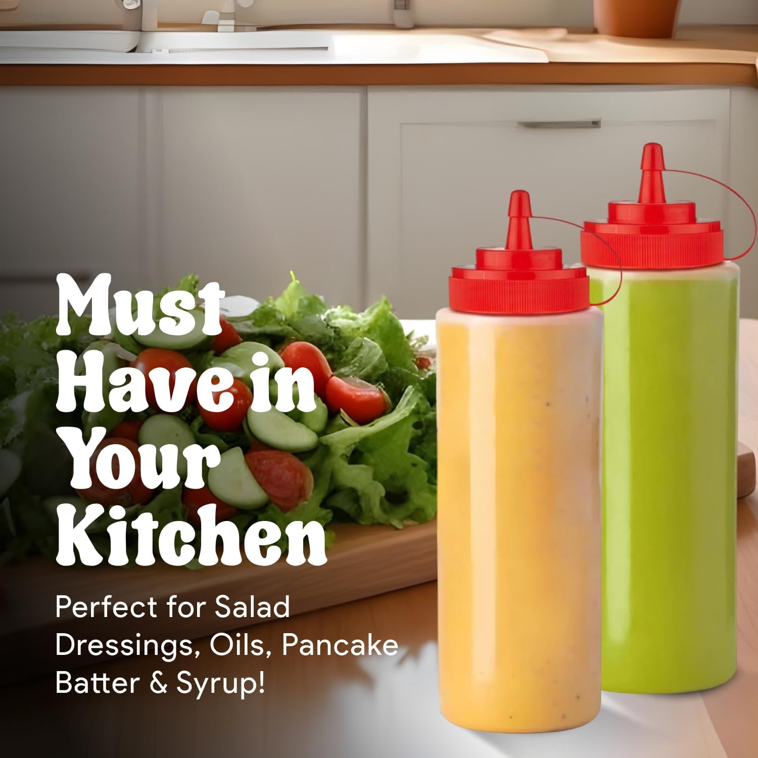 24 oz Large Condiment Squeeze Bottles for Sauces - Leak Proof - 4 Pack (XL) - Image 8