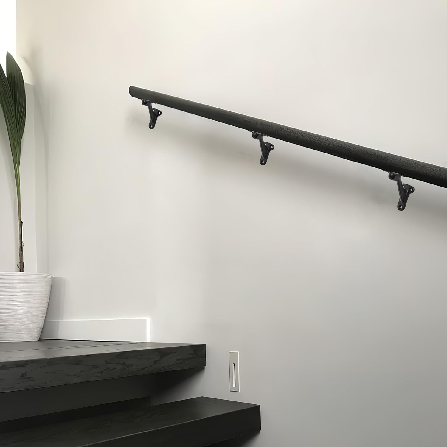 6 Pack 3 Inch Matte Black Hand Rail Bracket Heavy Duty Hardware for Stairways, Home or Office Stair Support Handrail Brackets - Image 5