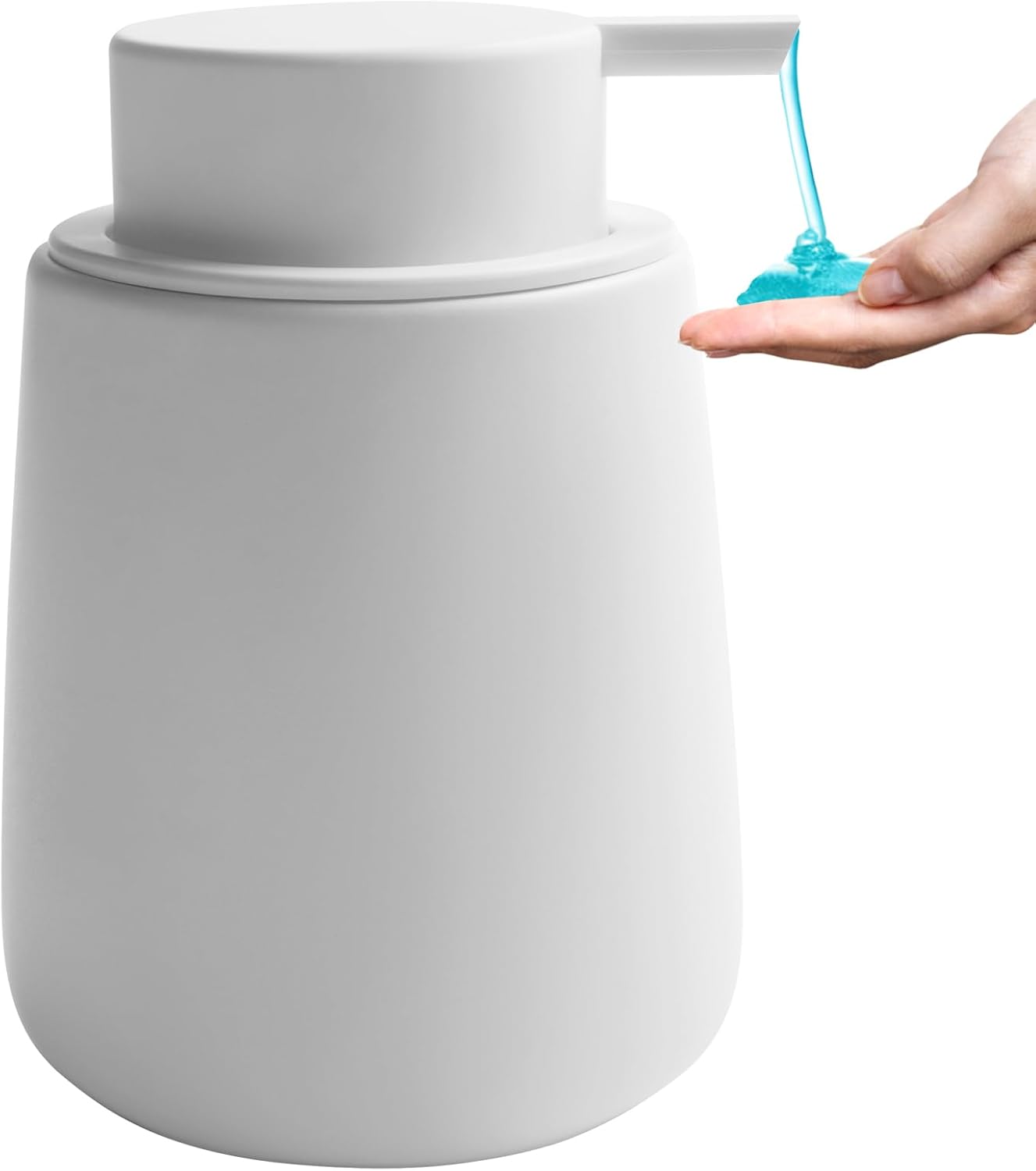 Soap Dispenser Ceramic with Easy-to-Press Pump Hand Lotion Liquid Dispenser for Shampoo Bathroom Kitchen 12 oz White - Image 2