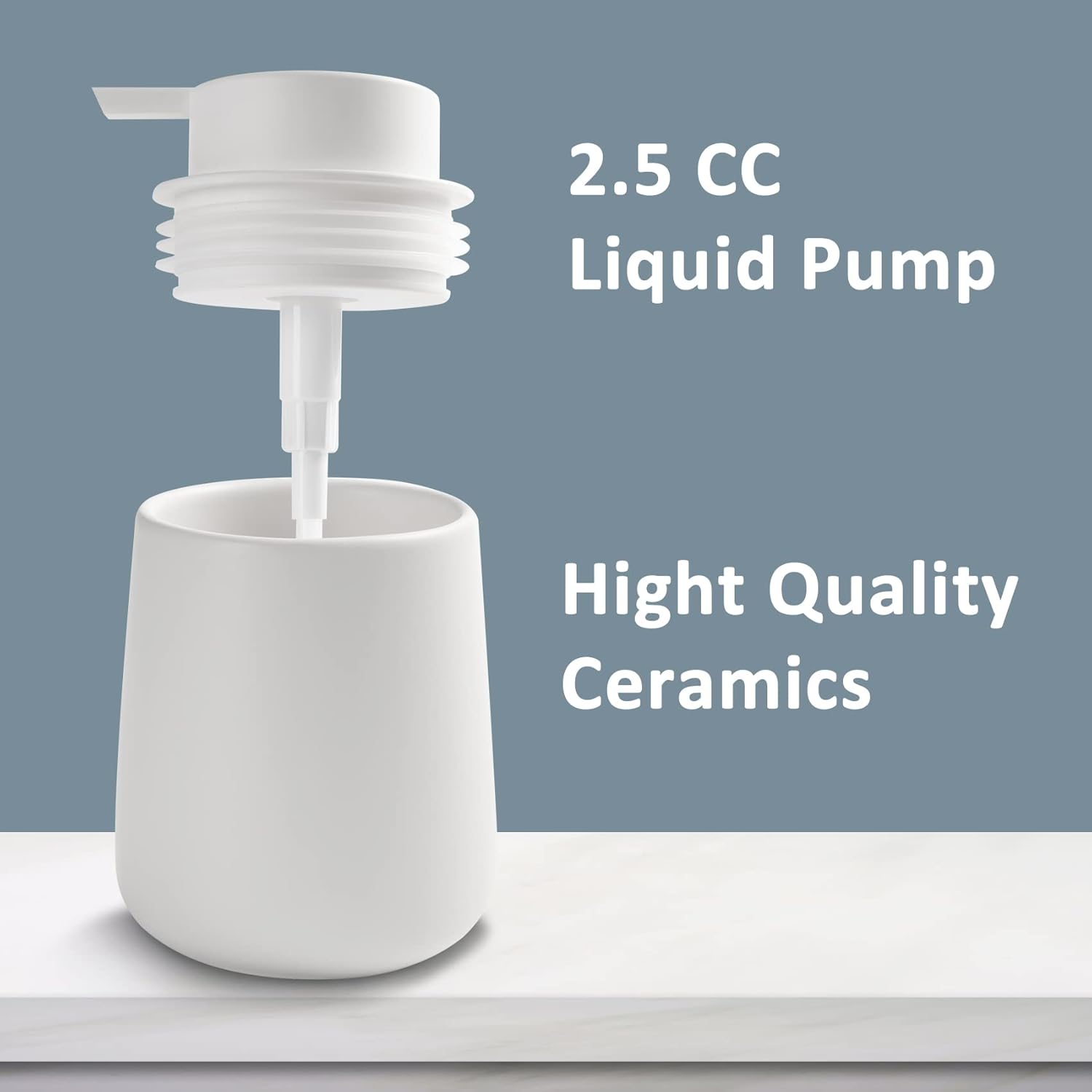Soap Dispenser Ceramic with Easy-to-Press Pump Hand Lotion Liquid Dispenser for Shampoo Bathroom Kitchen 12 oz White - Image 5