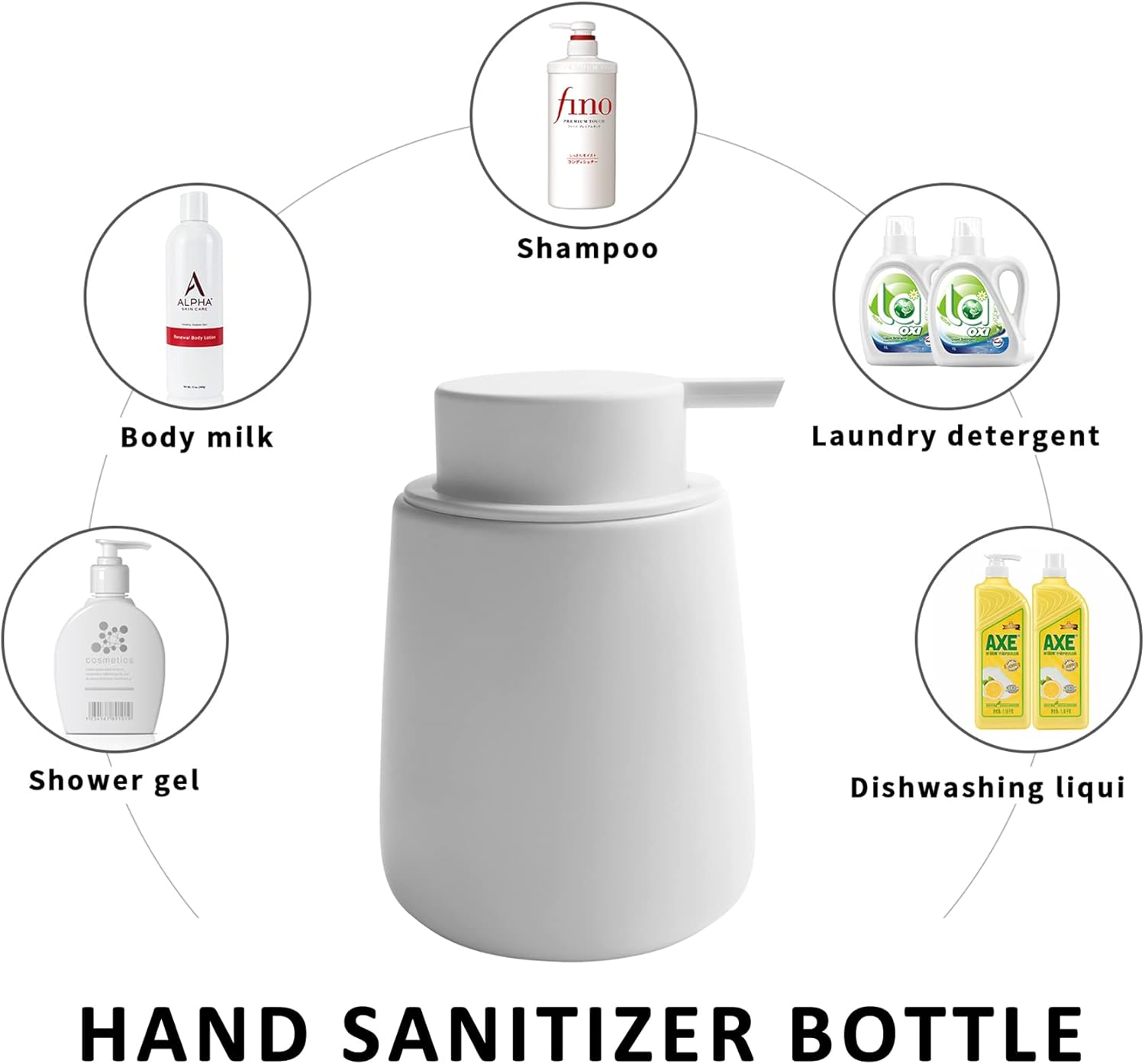 Soap Dispenser Ceramic with Easy-to-Press Pump Hand Lotion Liquid Dispenser for Shampoo Bathroom Kitchen 12 oz White - Image 6