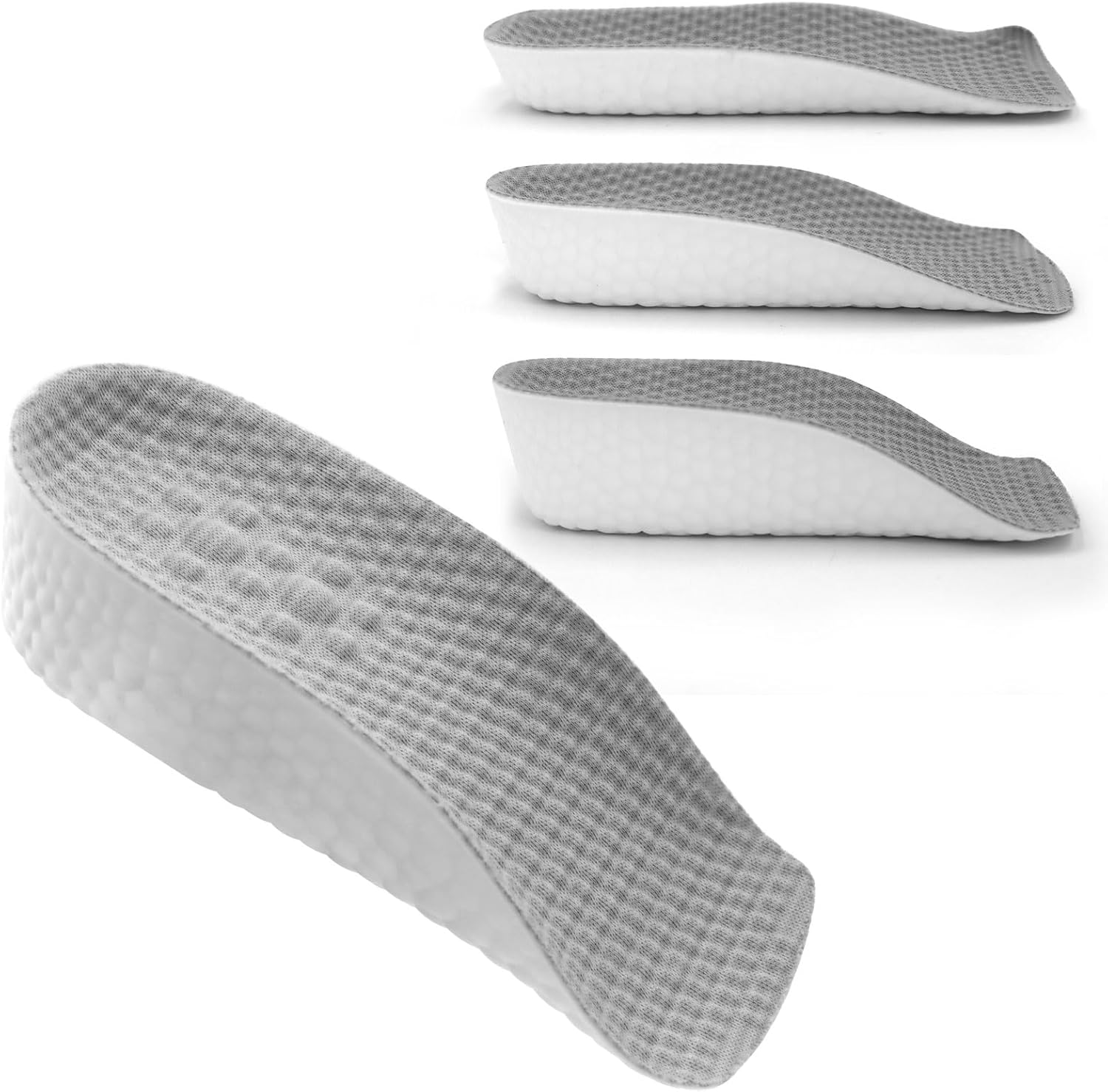 Height Increase Insoles for Men and Women, Foot Arch Contour Shoes Lifts for Men Orthopedic Heel Lift Cushion Gel Leg Discrepancy Balancer (Grey,3 Pairs - 1.5cm 2.5cm 3.5cm) (Grey) - Image 1