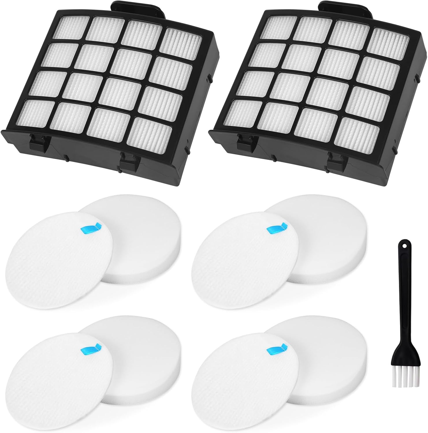 AZ2002 Vacuum Filter Replacement for Shark AZ2000 AZ2000W AZ2002 UV2500 Vertex DuoClean PowerFin Upright Vacuum, 2 Post-Motor Filters, 4 Foam Felt Filters, Part# XHFAZ2000 & XFFKAZ2000 - Image 1