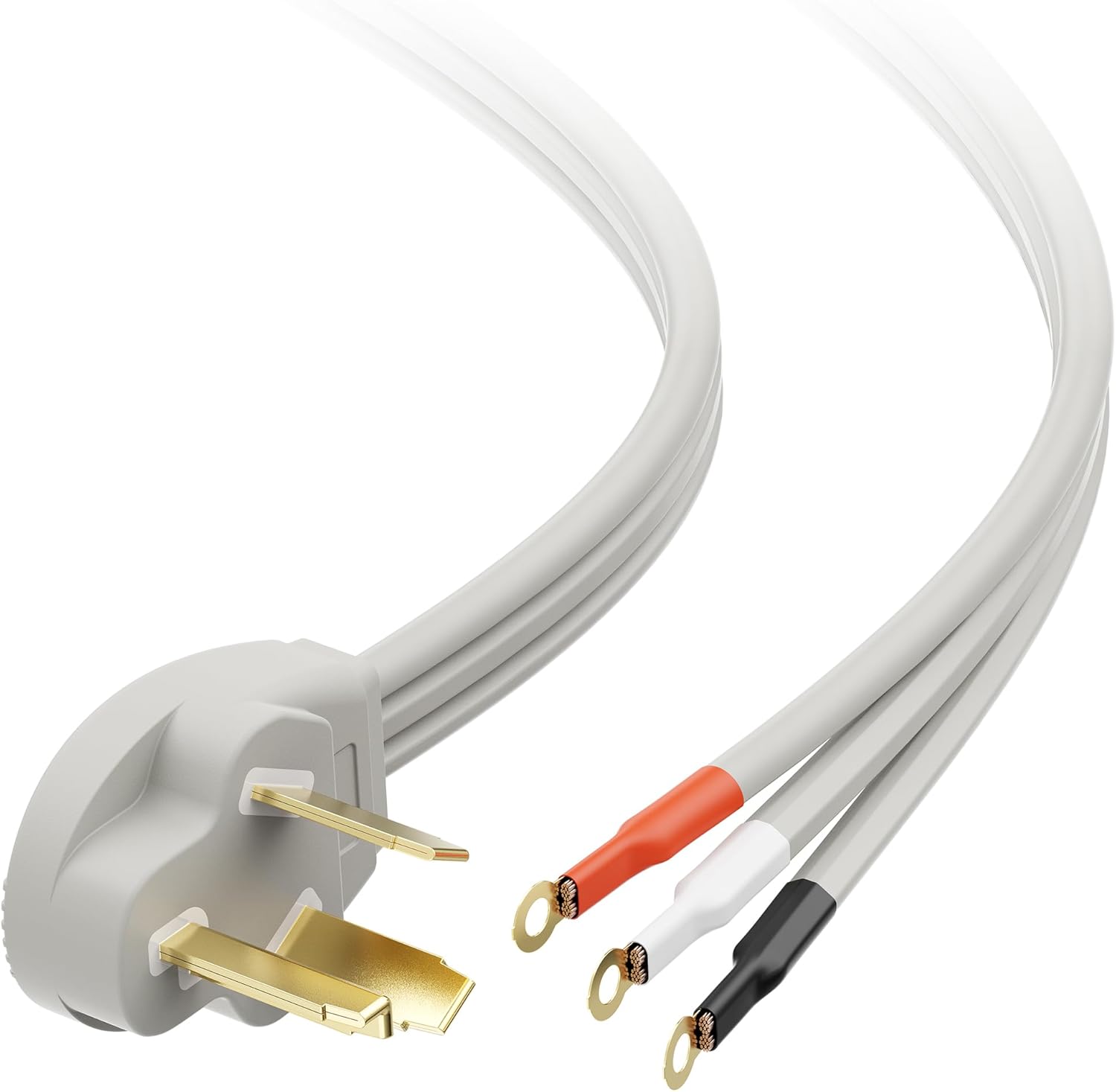 10 AWG 3 Prong Dryer Cord - 10ft, 30A / 7500W Rated, NEMA 10-30P to 3-Wire Appliance Cord, Dryer Plug 3 Prong, Gray - Image 1
