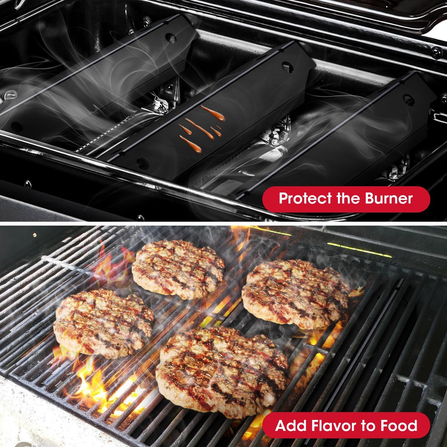 Grill Replacement Parts for Dyna-Glo 3-Burner Gas BBQ, Porcelain Grill Burner Covers, Heat Plates Shields, Flame Guards, 3 Pack - Image 5