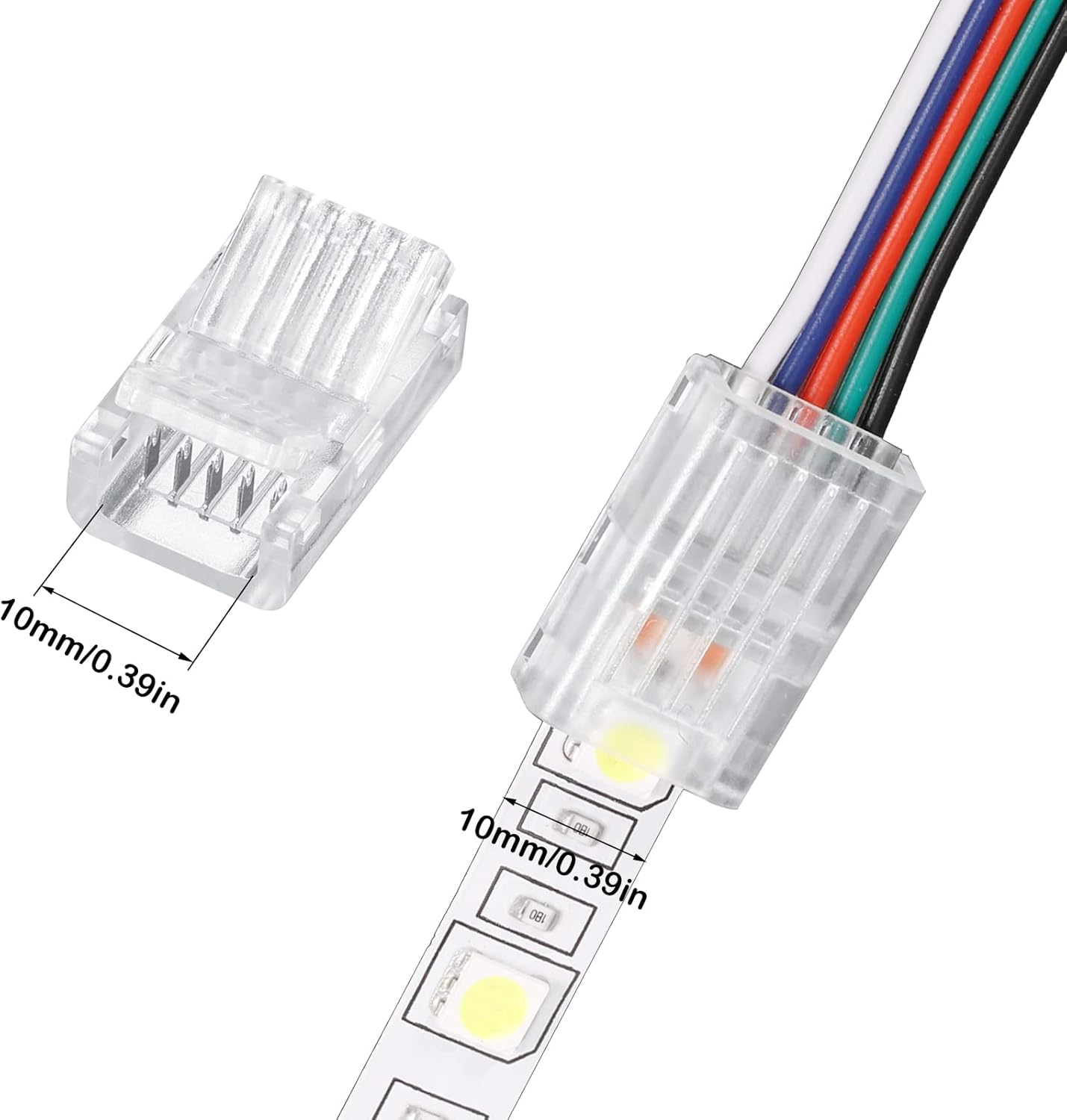 20 Pcs 5 Pin 10 mm LED Strip Connector RGB Lights Waterproof Adapter 22 Awg Wires Connector for Strip Light Unwired Gapless Track 5v 12v 24v - Image 3