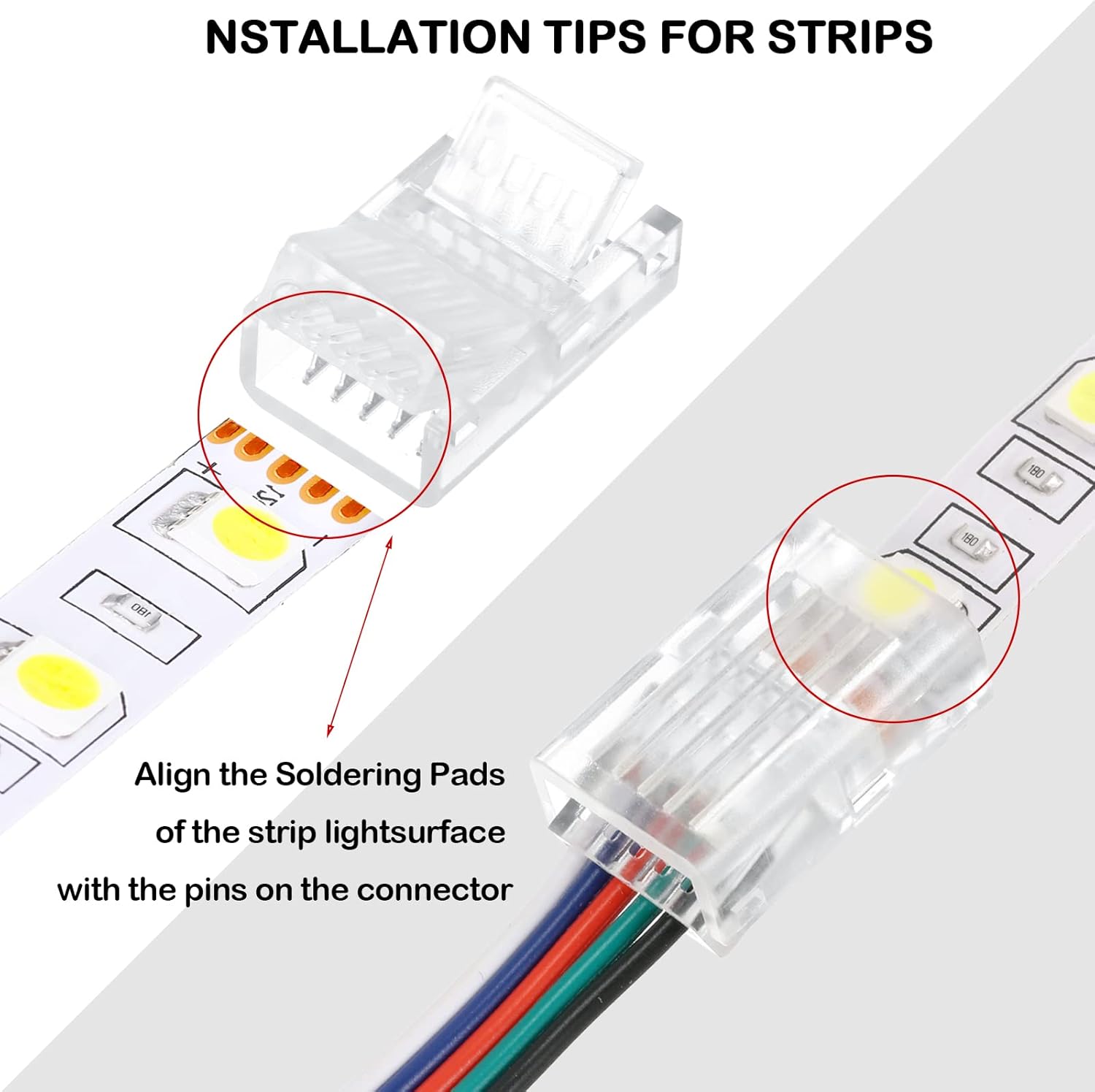 20 Pcs 5 Pin 10 mm LED Strip Connector RGB Lights Waterproof Adapter 22 Awg Wires Connector for Strip Light Unwired Gapless Track 5v 12v 24v - Image 4