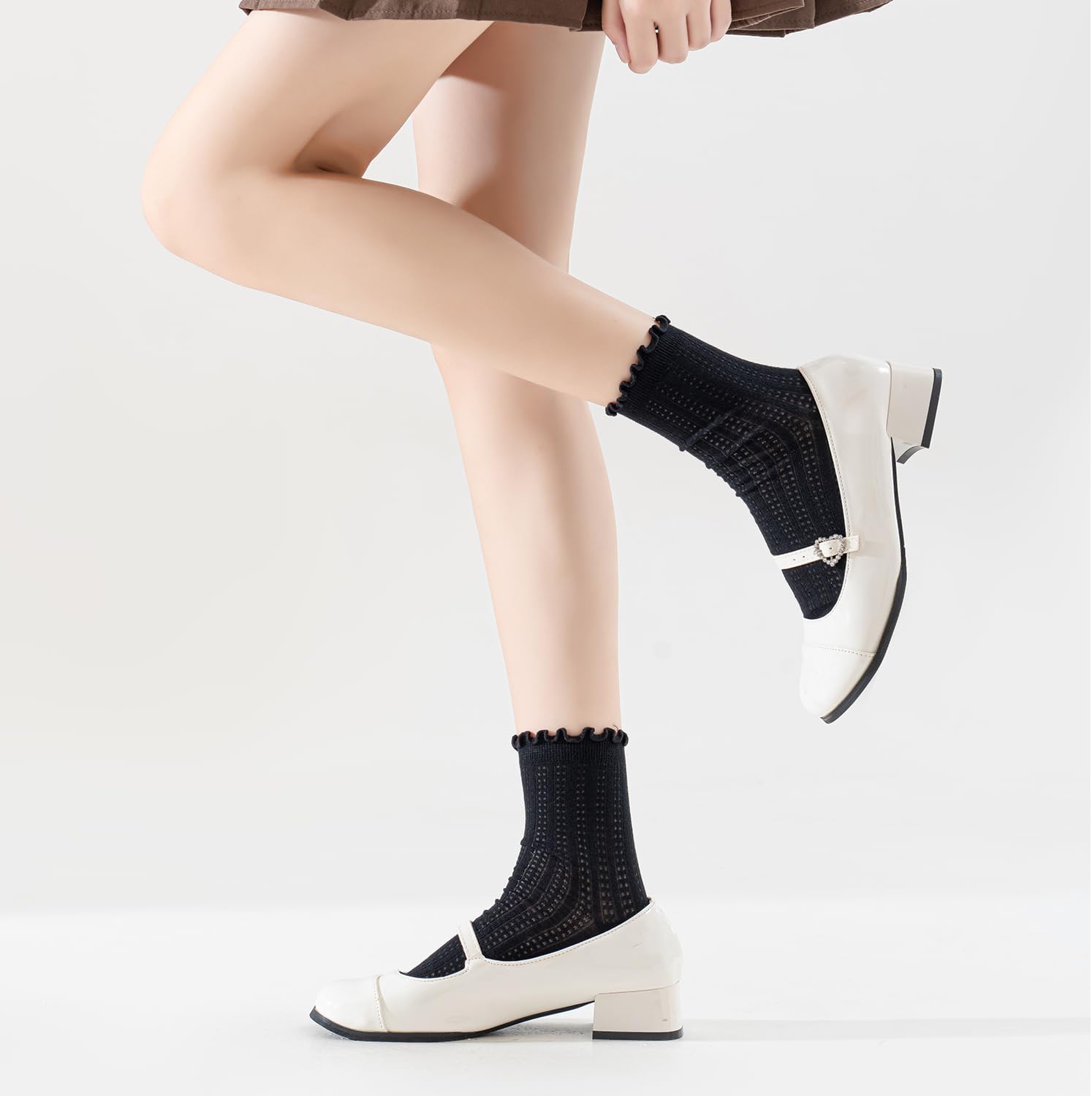 Women's Ruffle Socks Casual Lace Cotton Crew Summer Ultra Thin Cute Frilly Ankle Socks for Women 6 Pairs - Image 5