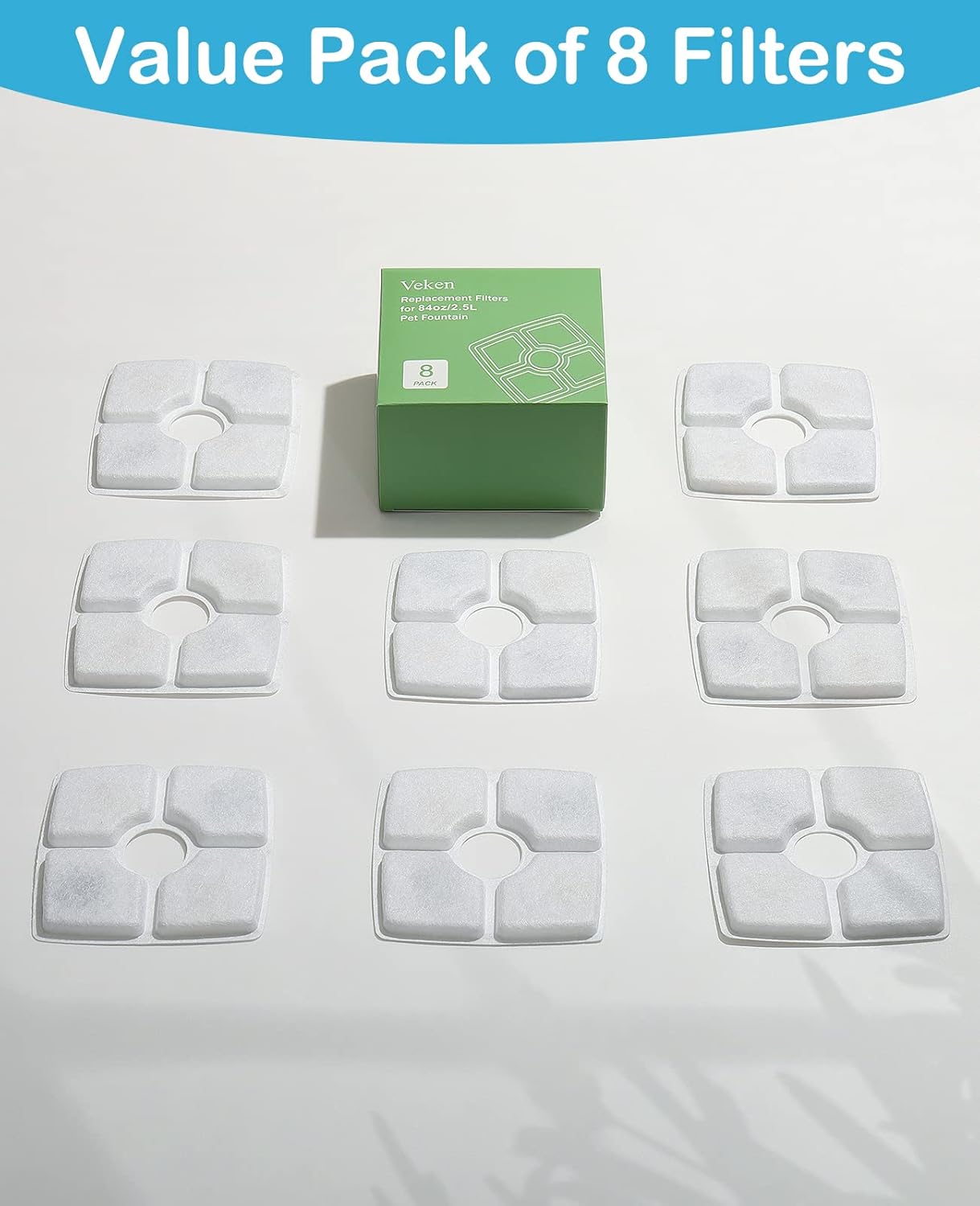 8 Pack Replacement Filters for 84oz/2.5L Automatic Pet Fountain Cat Water Fountain Dog Water Dispenser - Image 8