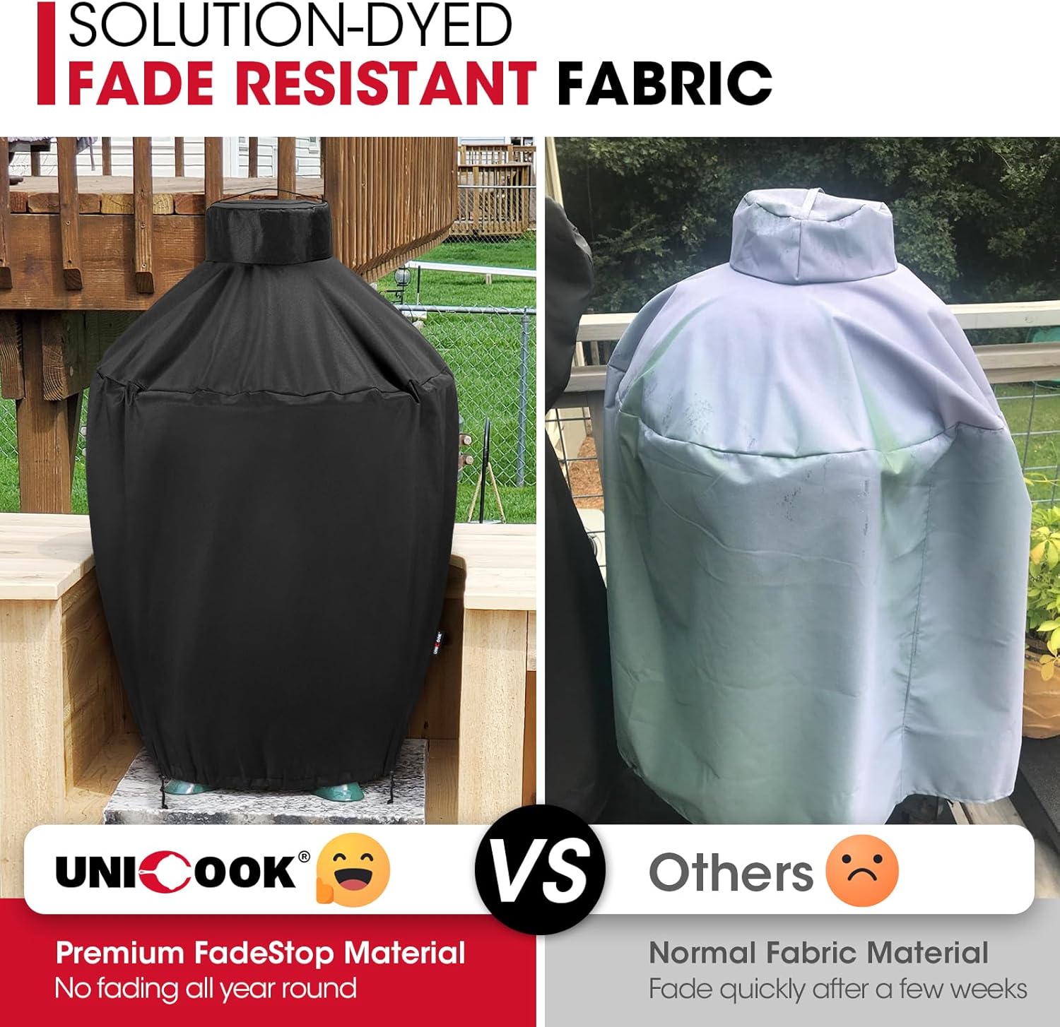 Grill Cover 31.5 Inch, Compatible with Large Big Green Egg, Kamado Joe and Pit Boss Ceramic Grills, Heavy Duty Waterproof BBQ Cover, Fade Resistant Round Smoker Protector, 31.5